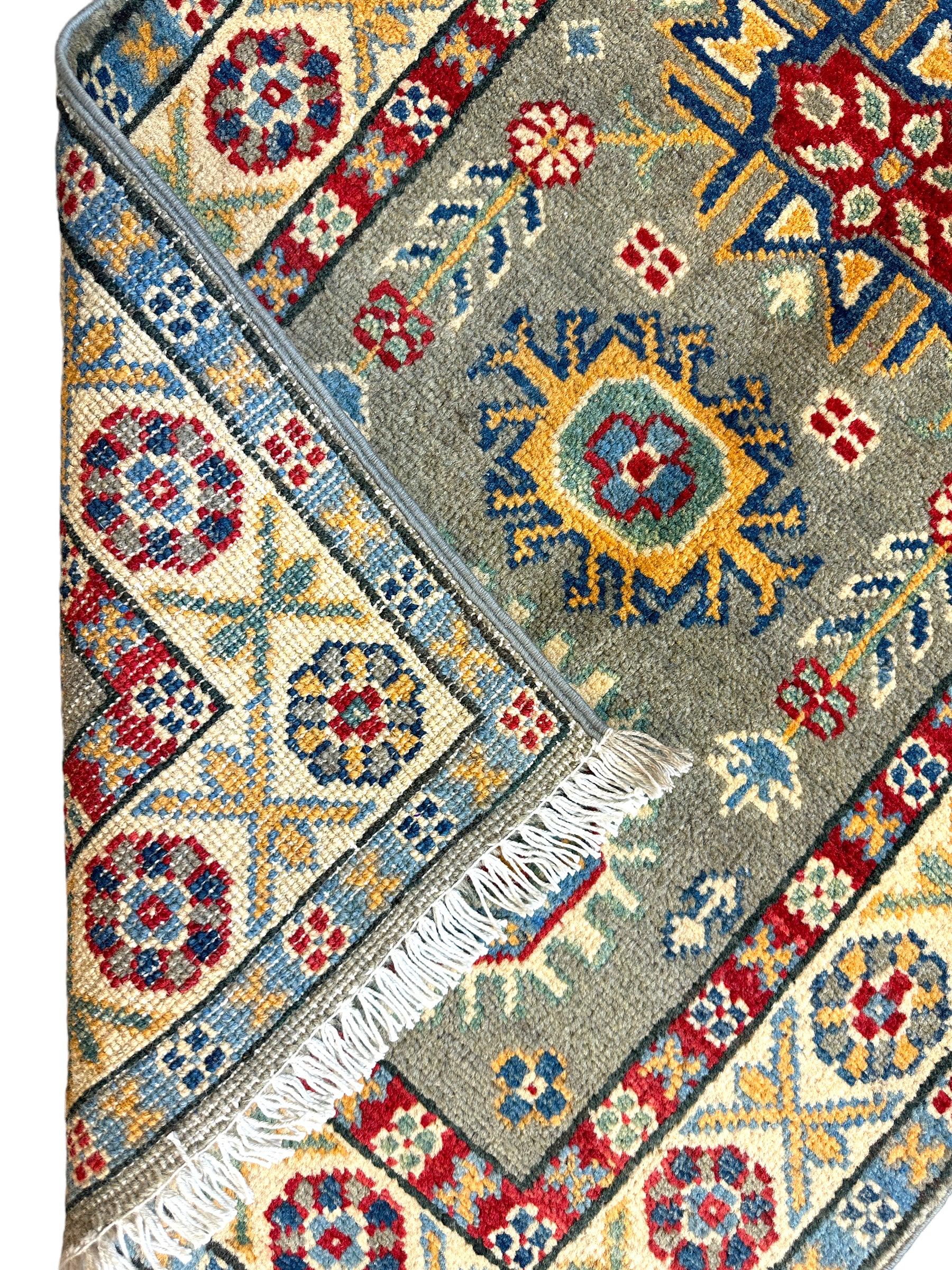 Hand-knotted Afghani Super Kazak Runner Rug 2’2” x 6’