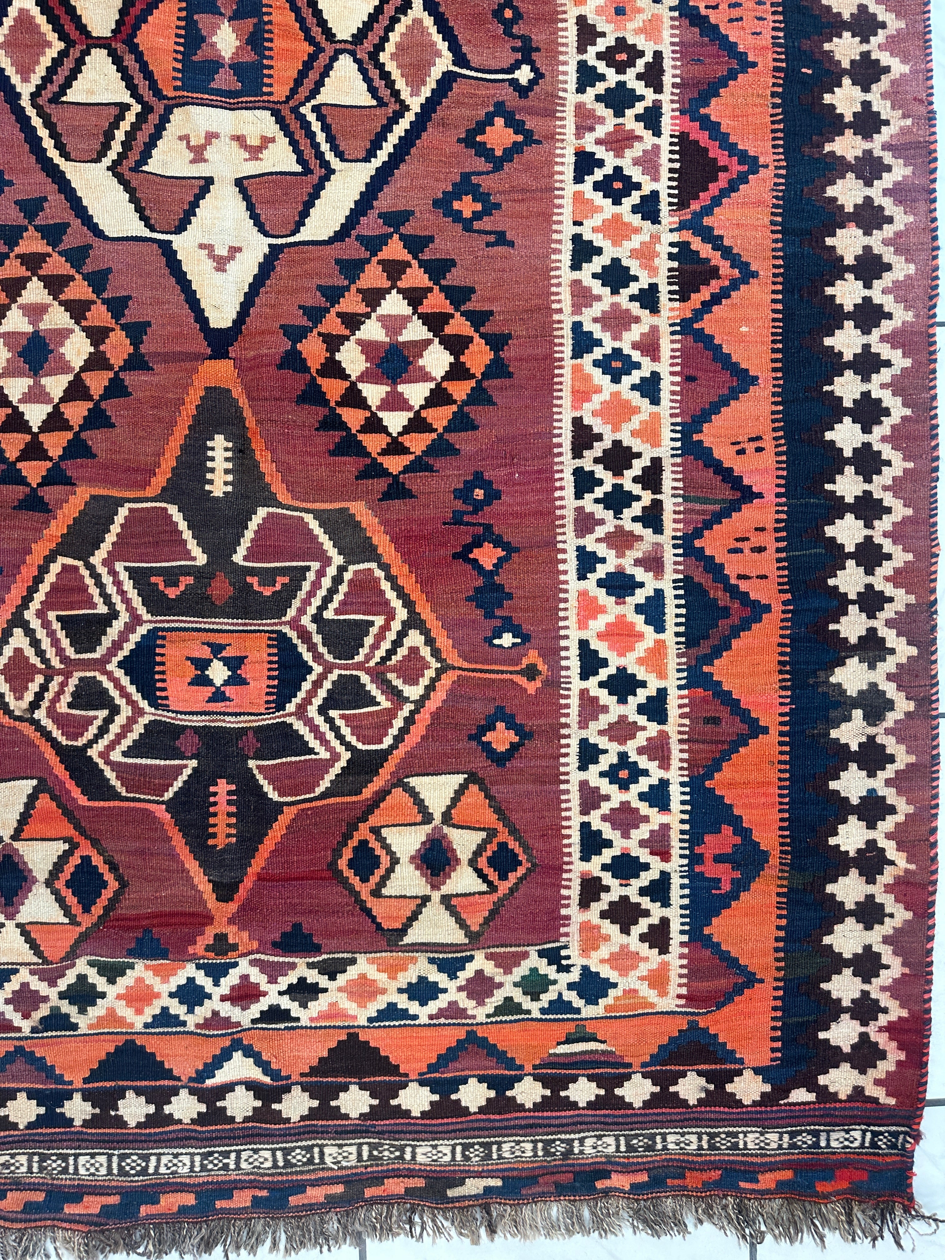 Persian Qashqai Wool Kilim 5’3” x 9’6”