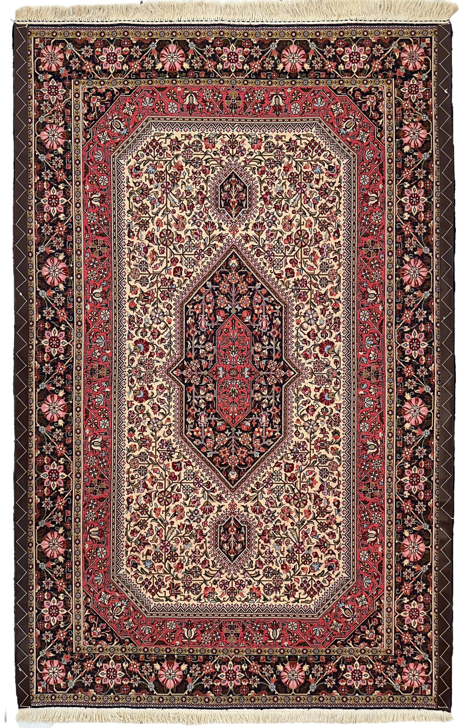 Elegant Persian Qum Cork Wool Rug 4’9” x 7’6”