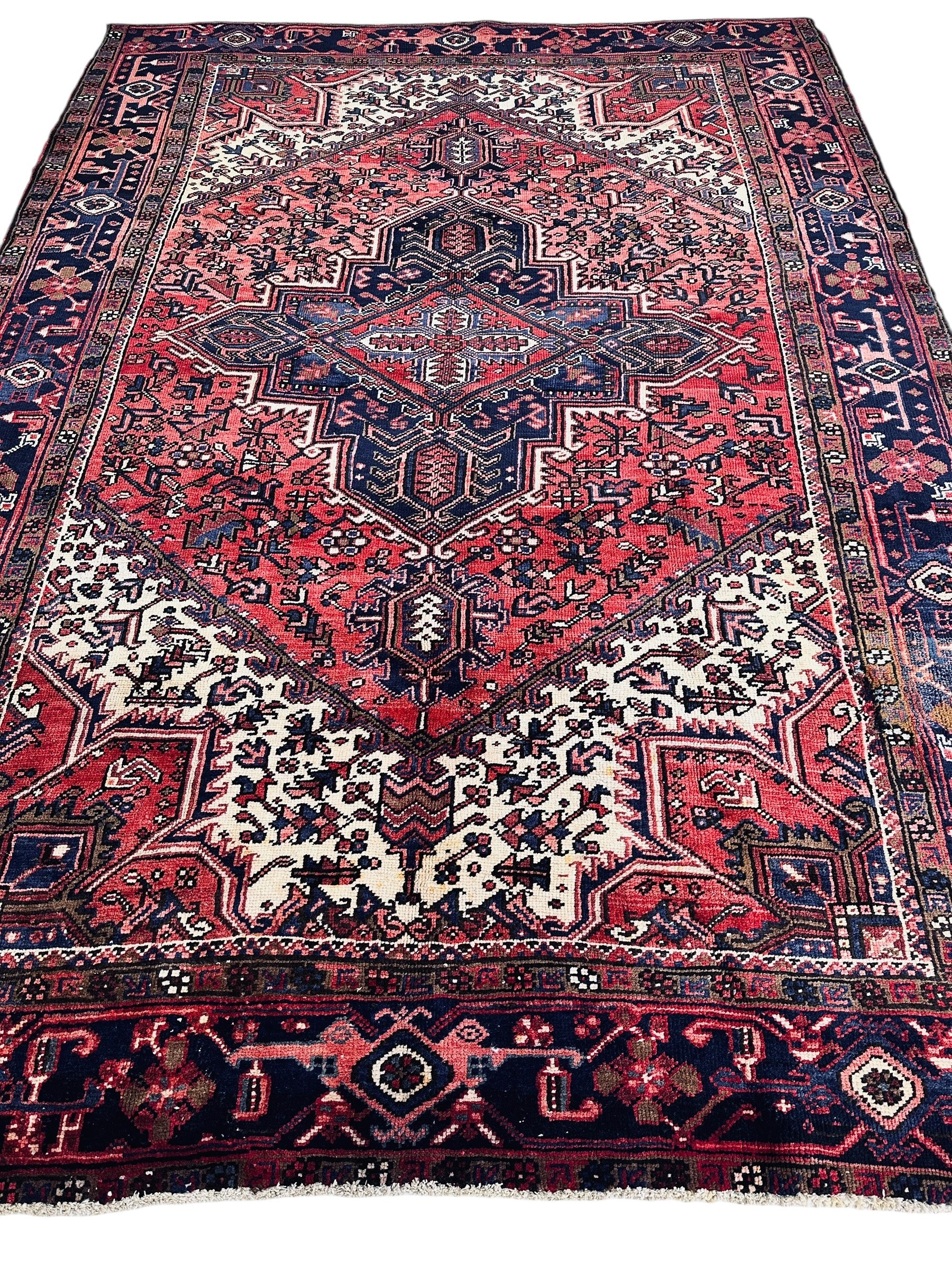 Exquisite 1960's Persian Heriz Wool Area Rug 7’ x 9’8”