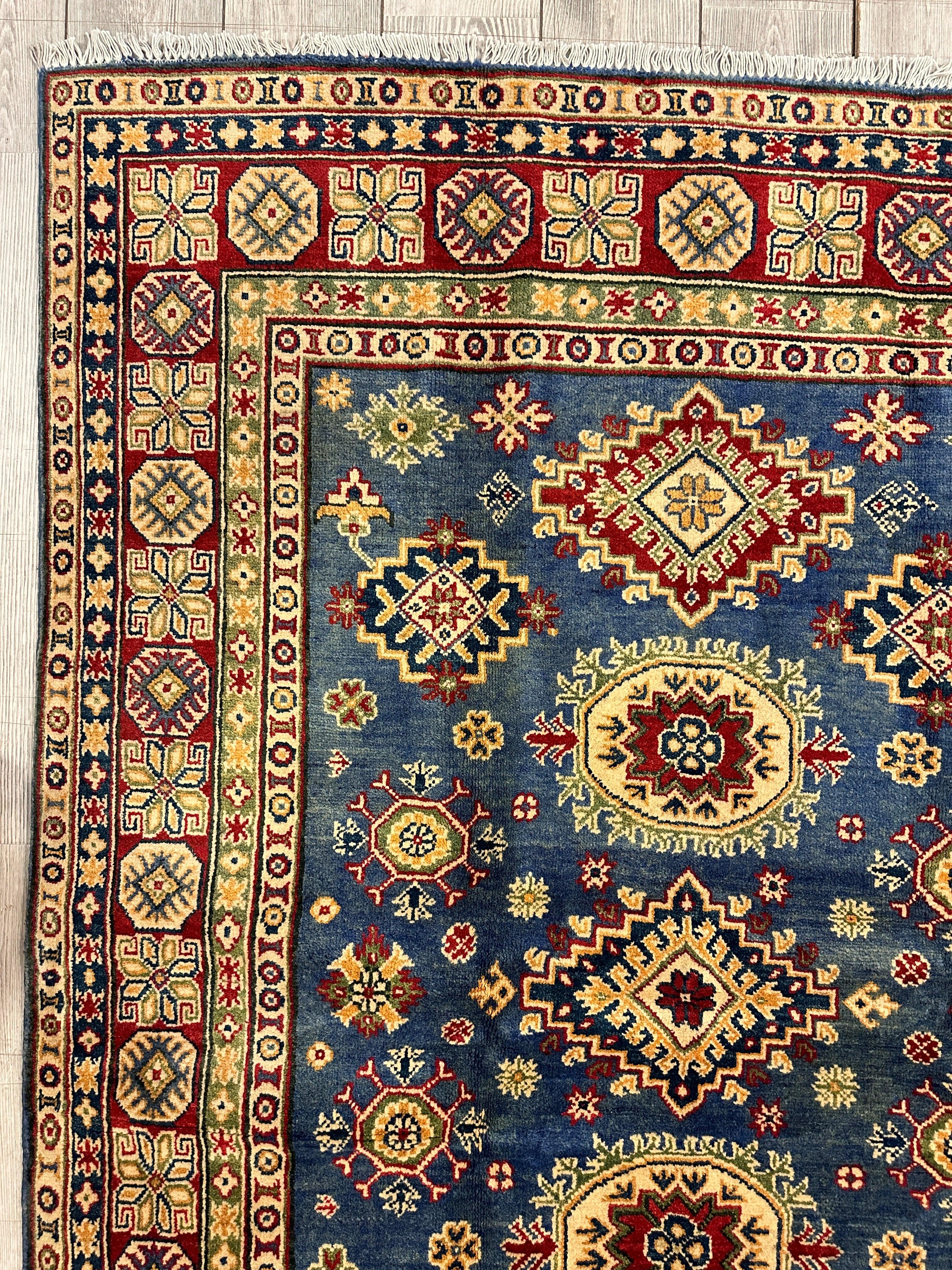 Fine Hand Knotted Afghani Super Kazak Rug 5 x 7