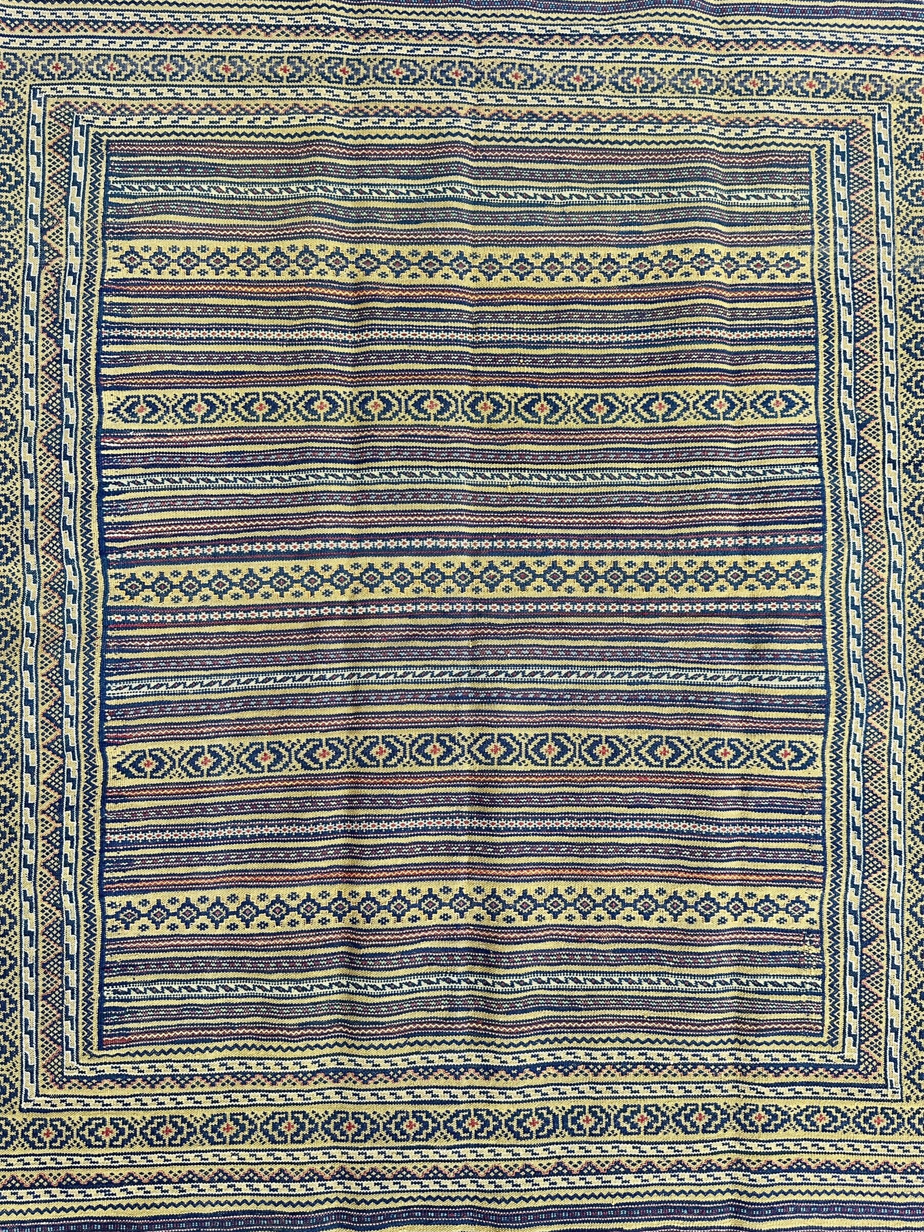 Hand-Woven Afghani Maliki Wool Kilim Rug - 4'5" x 6'