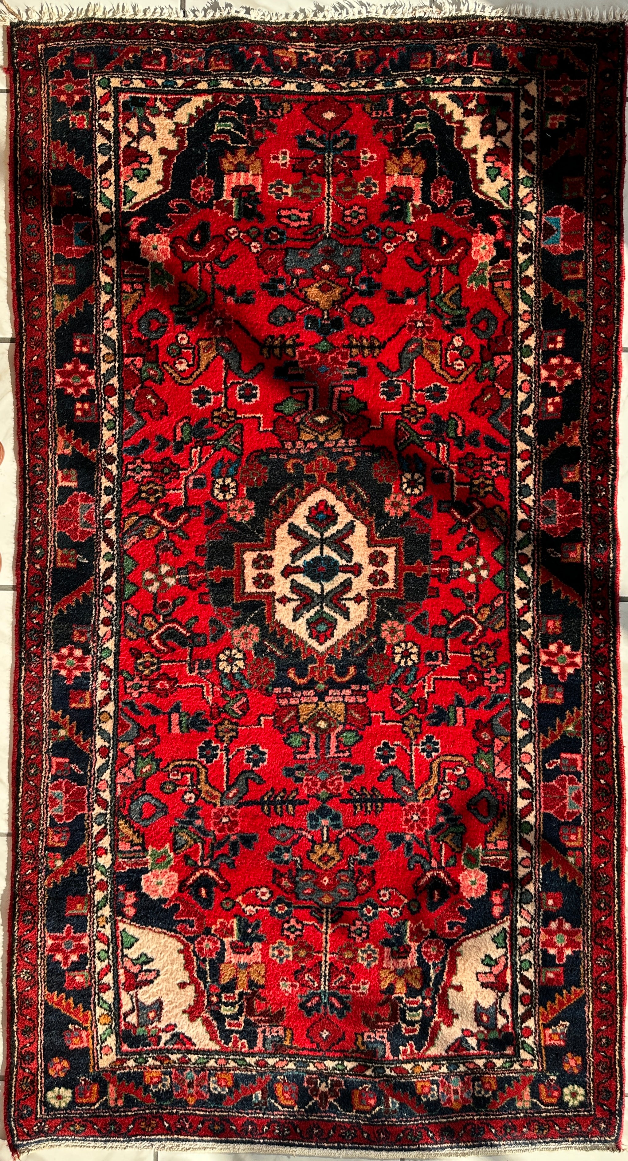 Hand-knotted Persian Hamadan wool Rug 3’8” x 6’4”