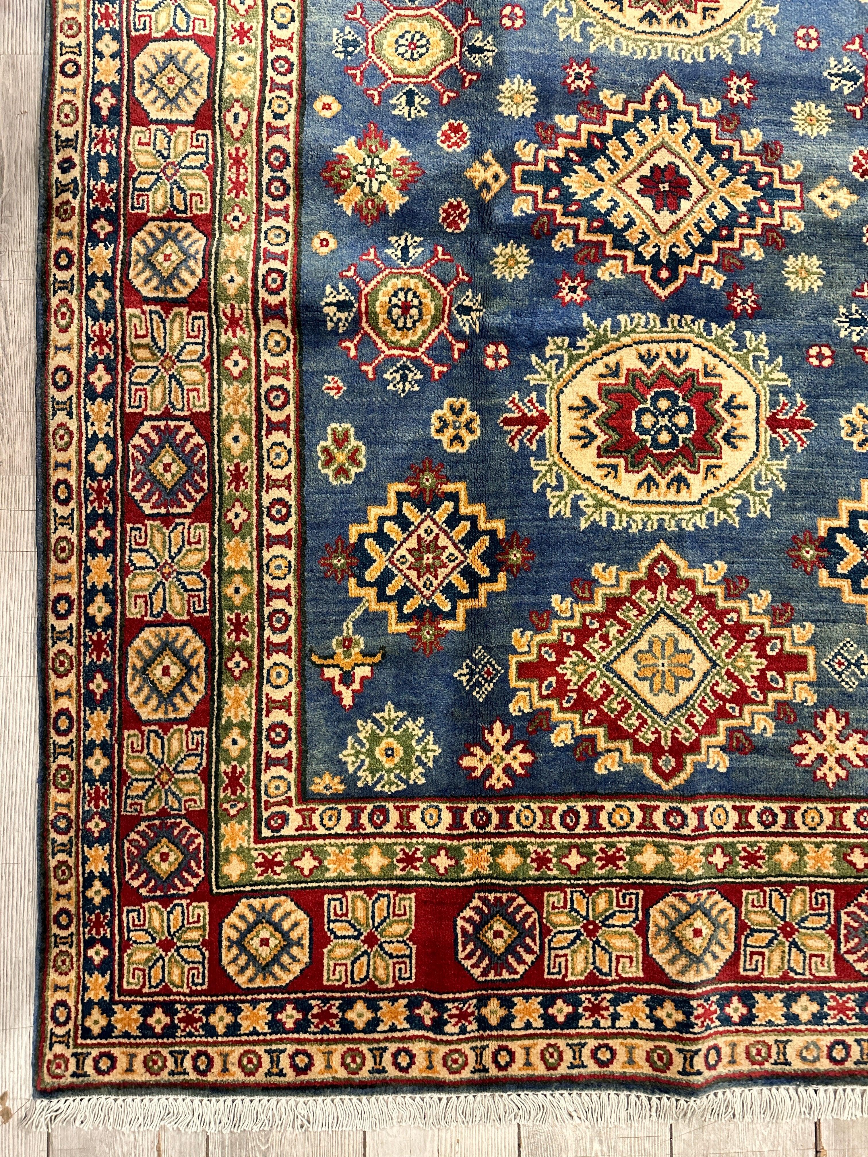 Fine Hand Knotted Afghani Super Kazak Rug 5 x 7