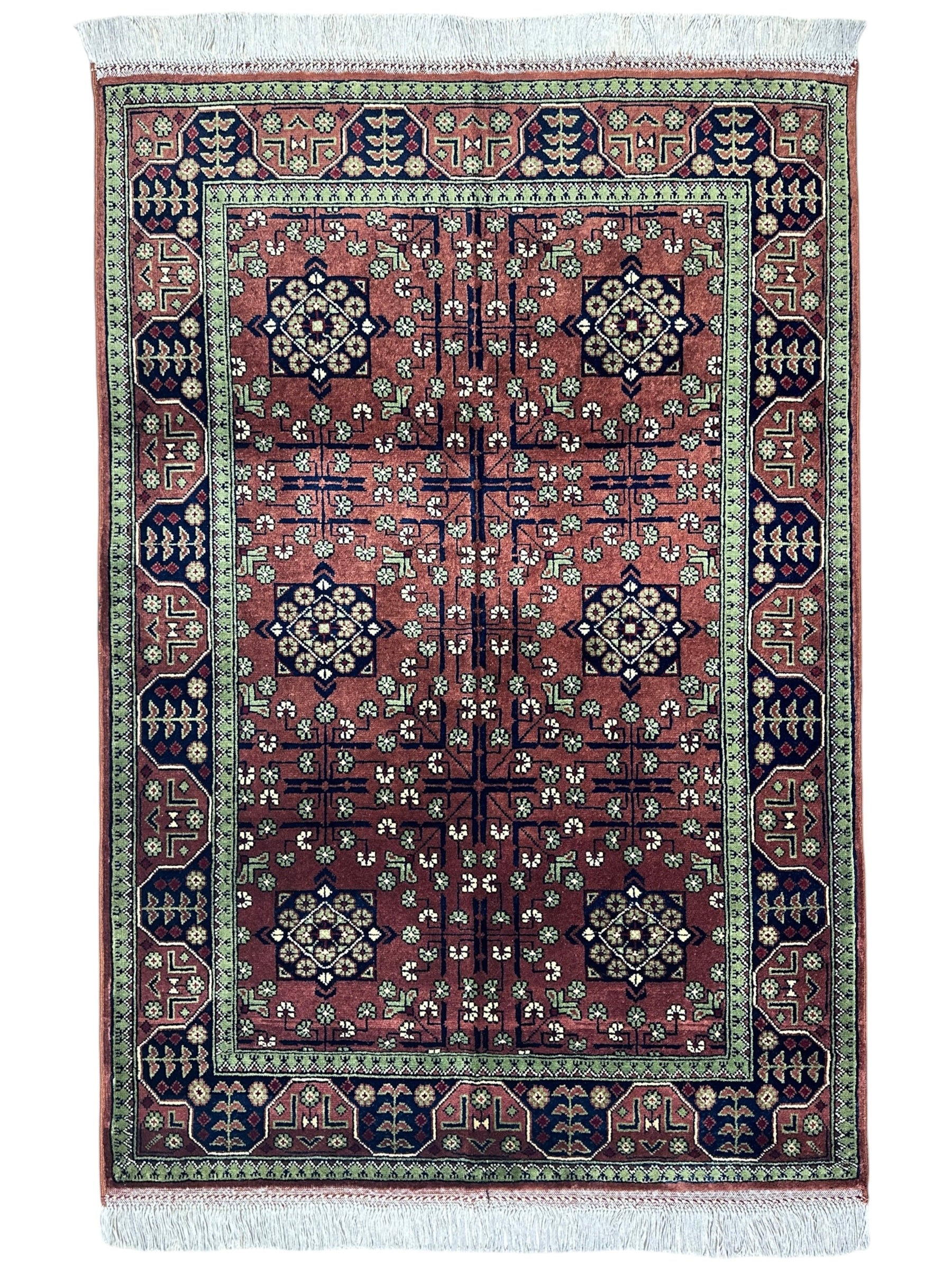 Hand-Knotted Bukharayi Rug – 59” x 40” | Traditional Afghan Wool Rug