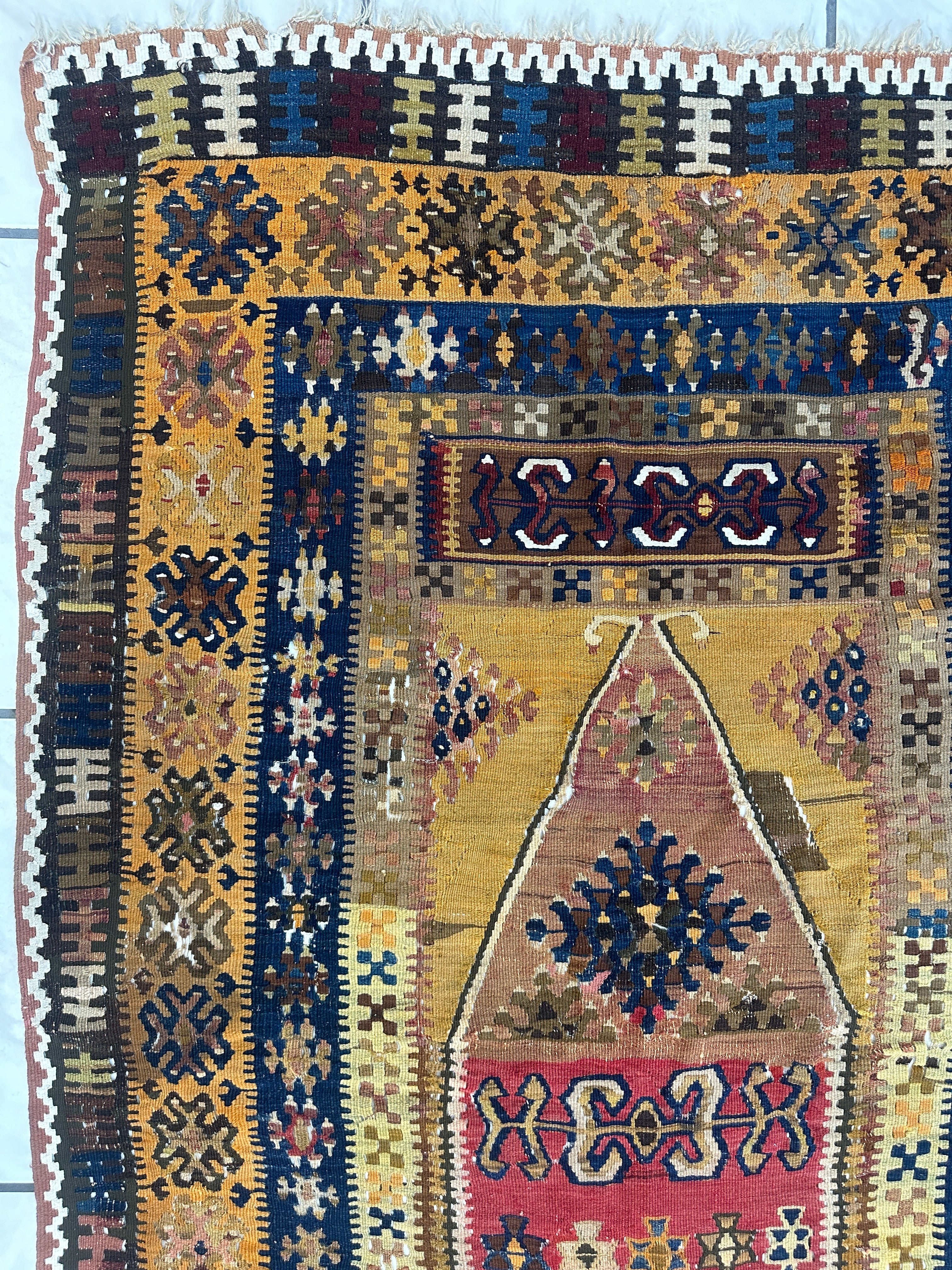 Antique Anatolian Wool Prayer Rug 4’ x 6’6”