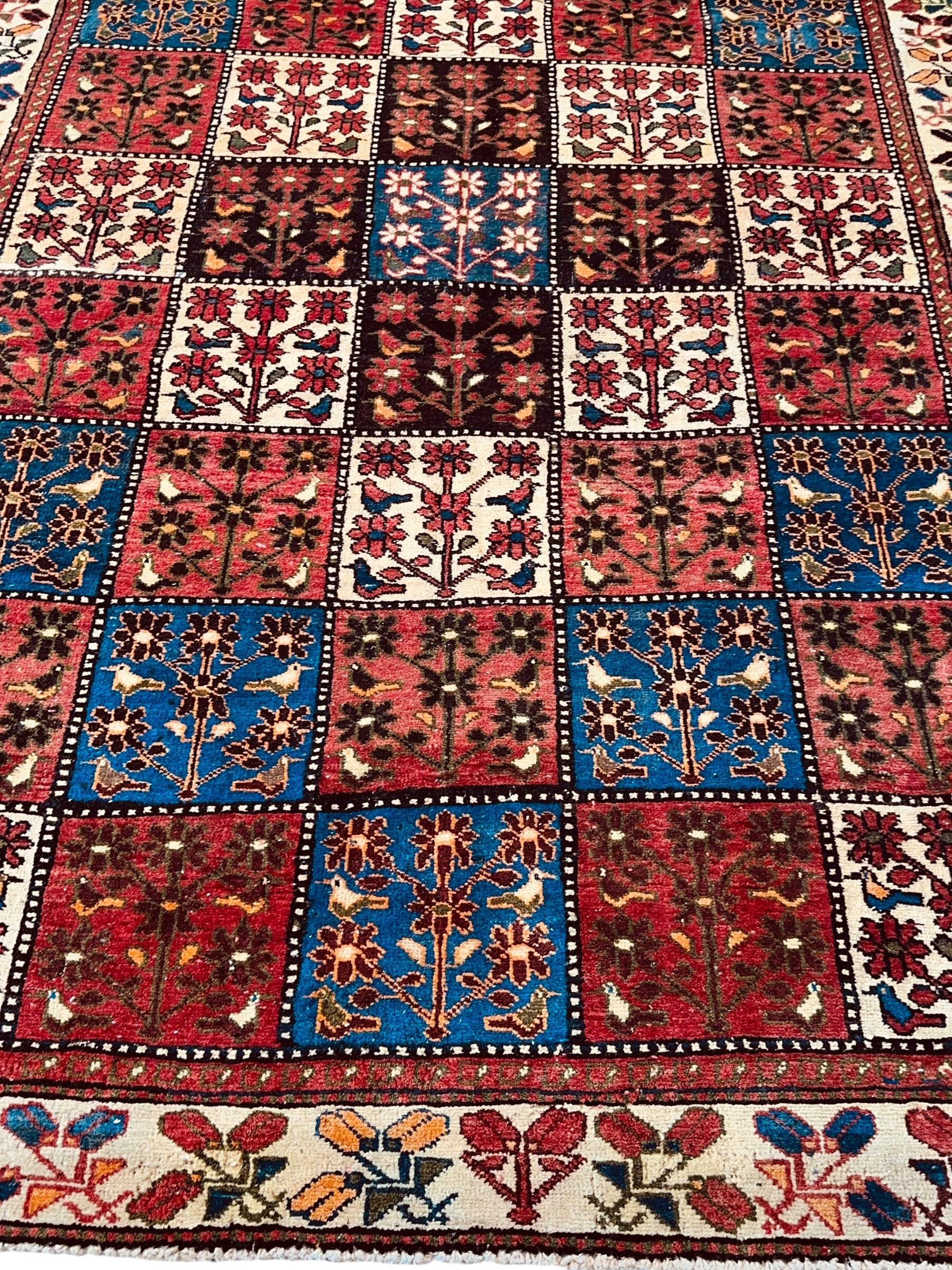 Vintage Persian Bakhtiari Garden Design" aka "4 Seasons Rug" | 6’3” x 9’