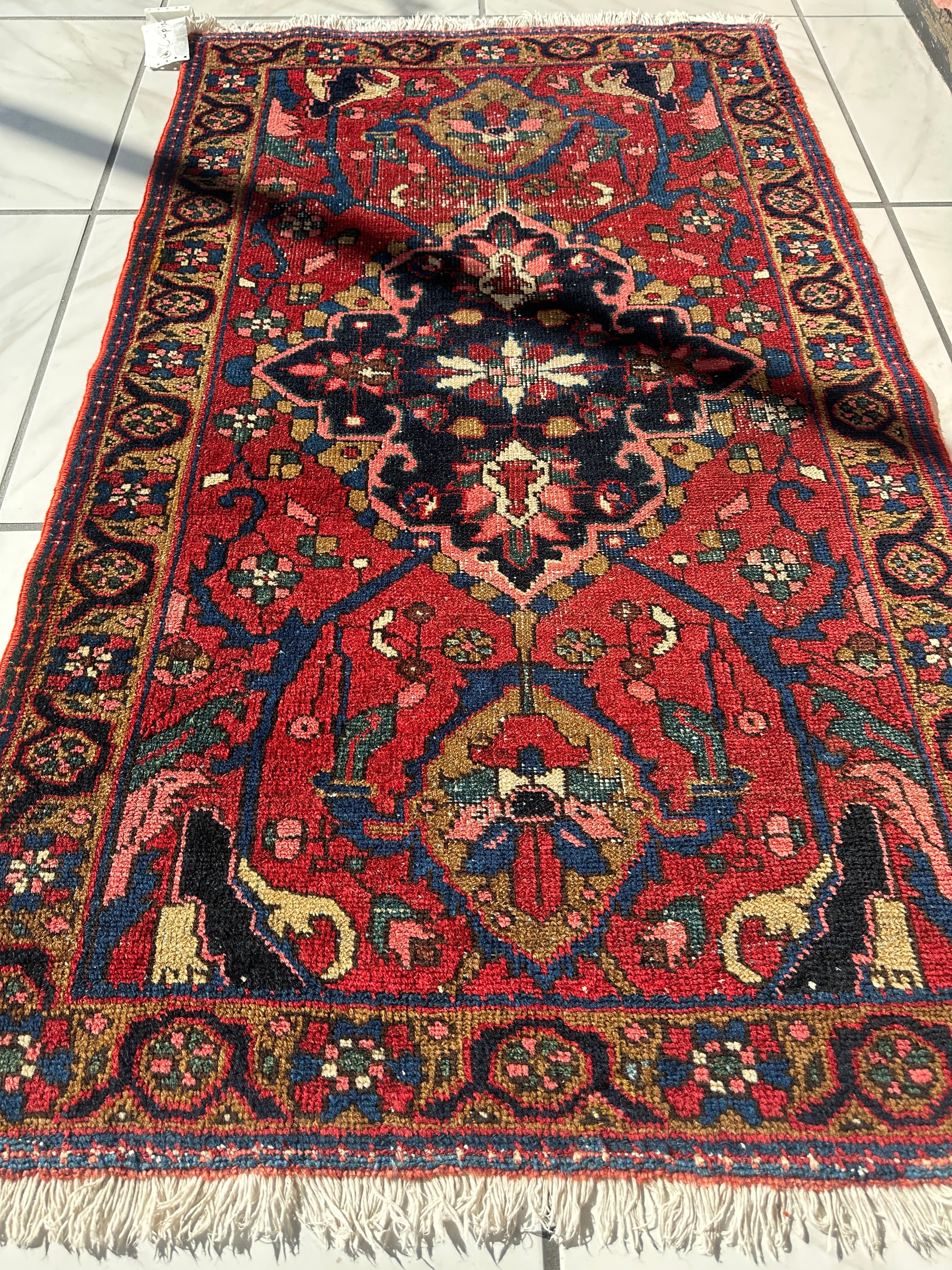 Hand-knotted Persian Hamadan wool Rug 2’8” x 4’6”