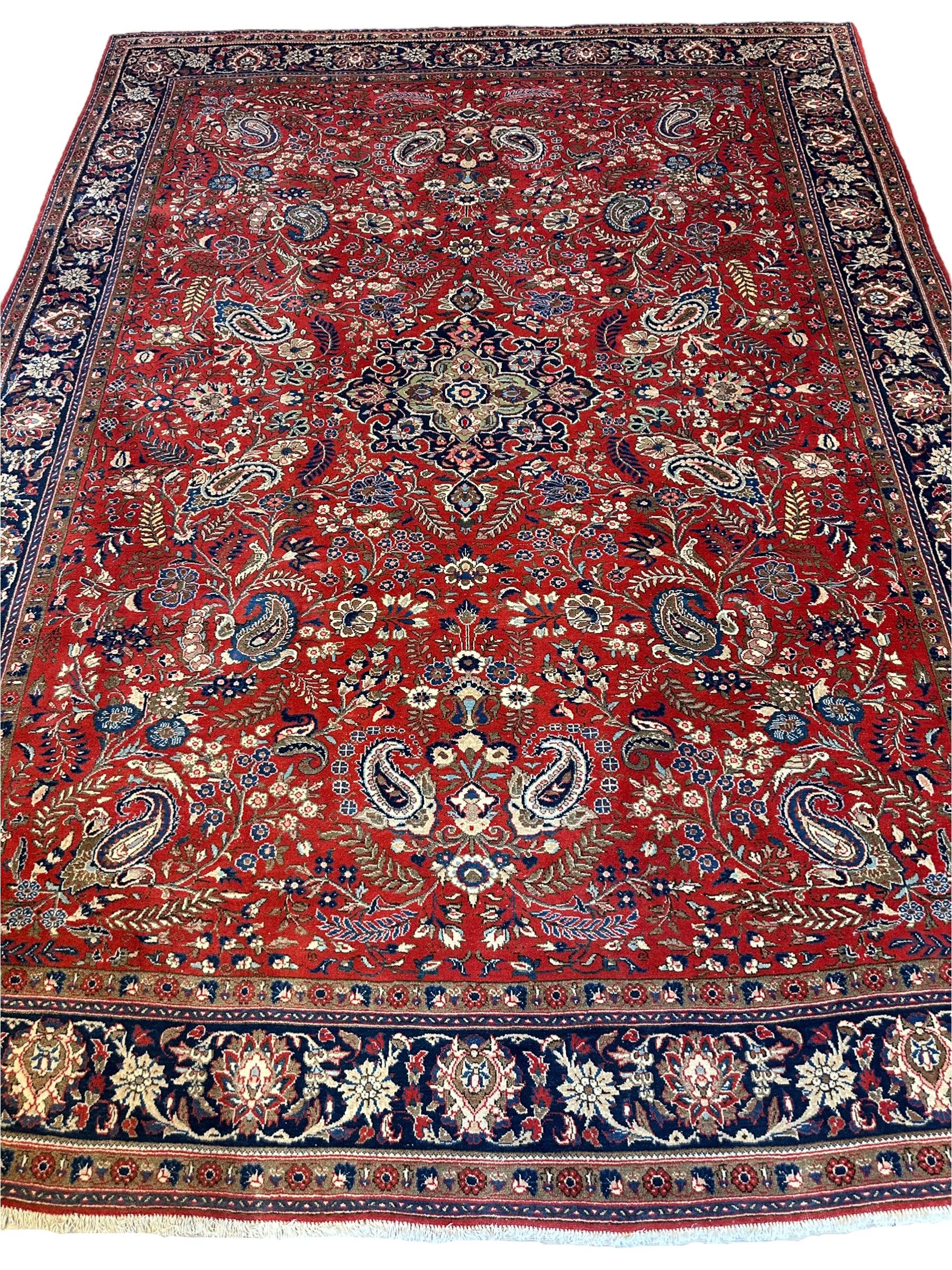 1940s Persian Yazd Area Rug 7’11” X 10’10″