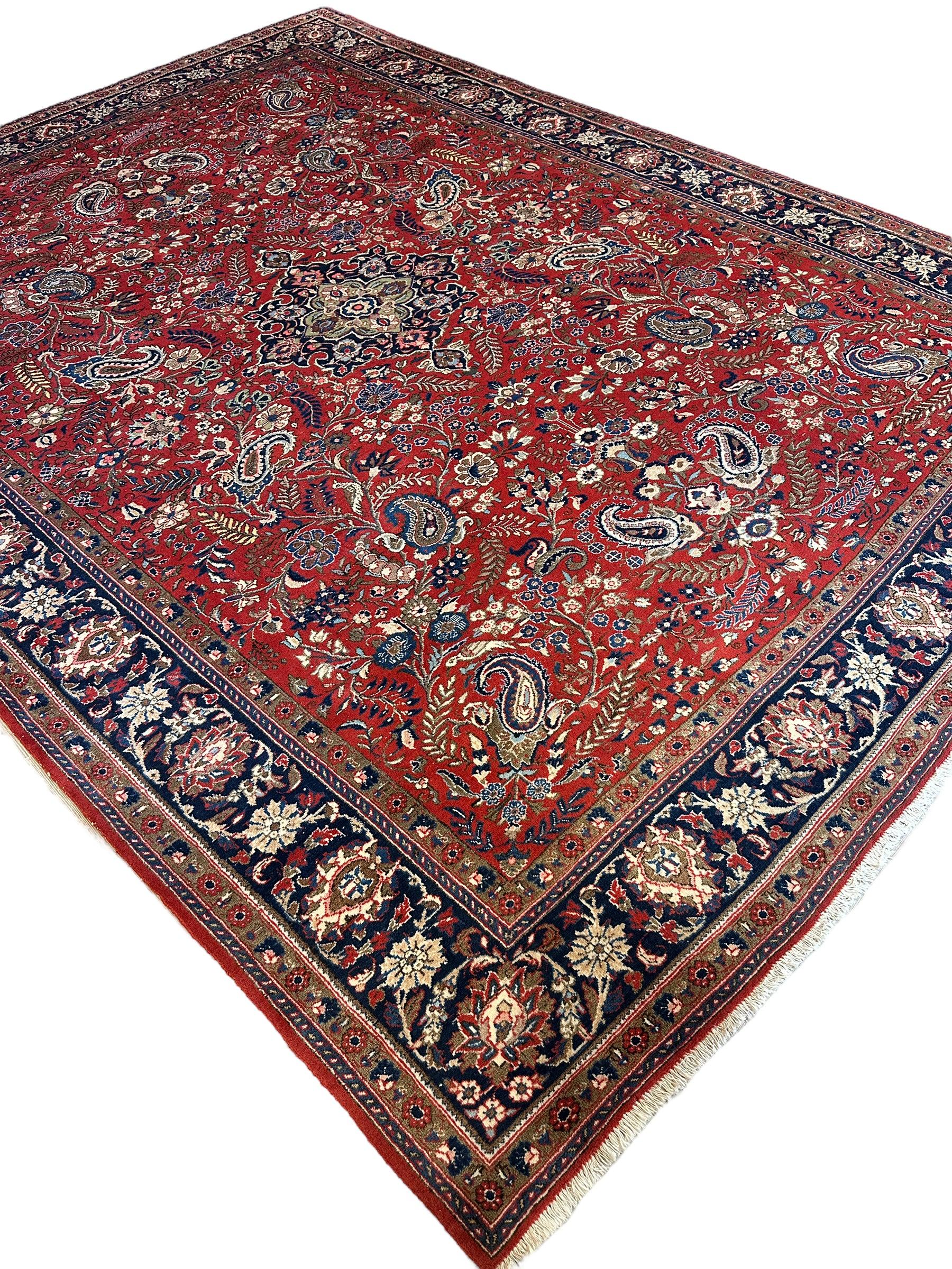 1940s Persian Yazd Area Rug 7’11” X 10’10″