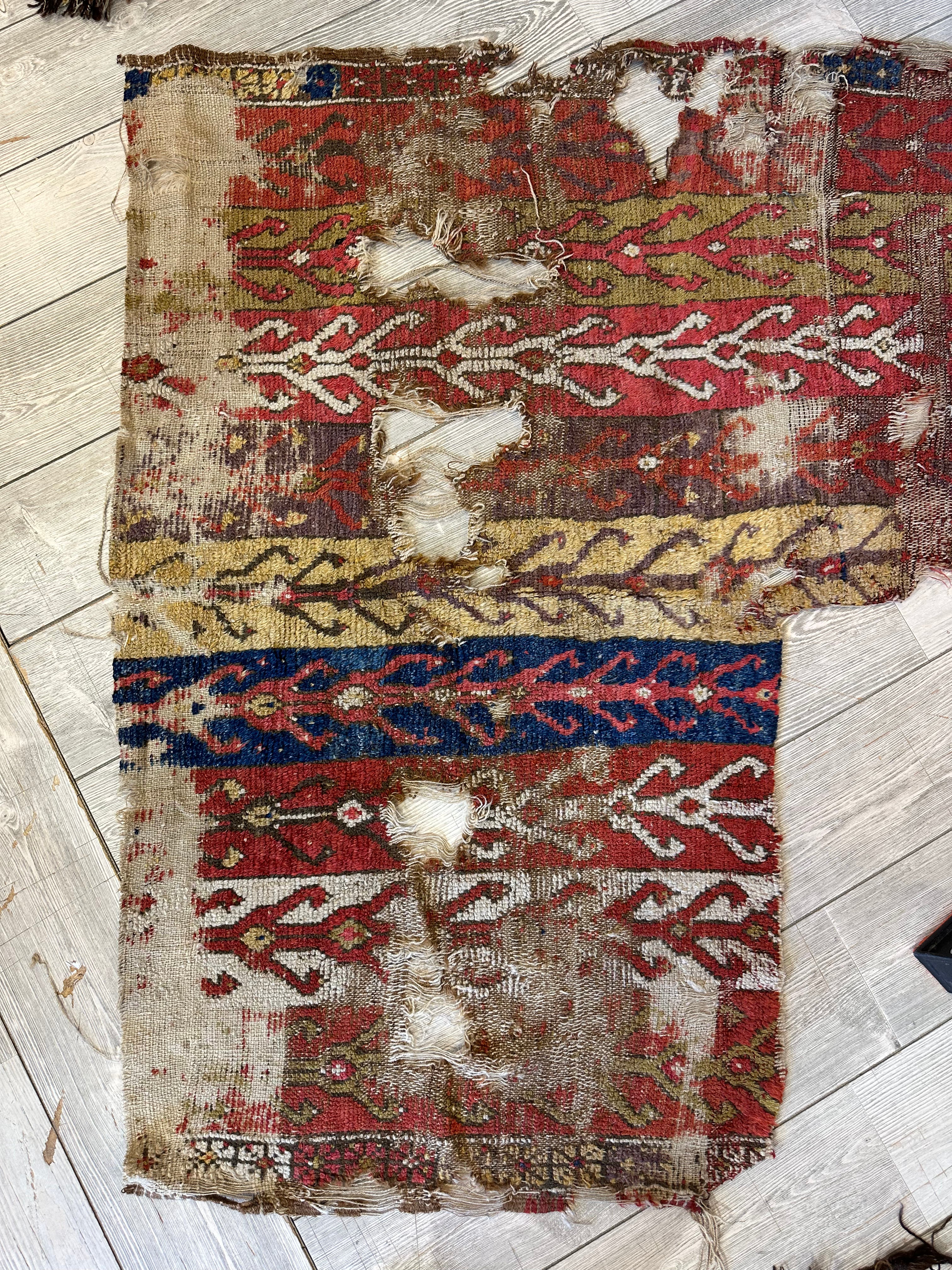 19th C Antique One Of A Kind Anatolian Rug Fragment Collector Special