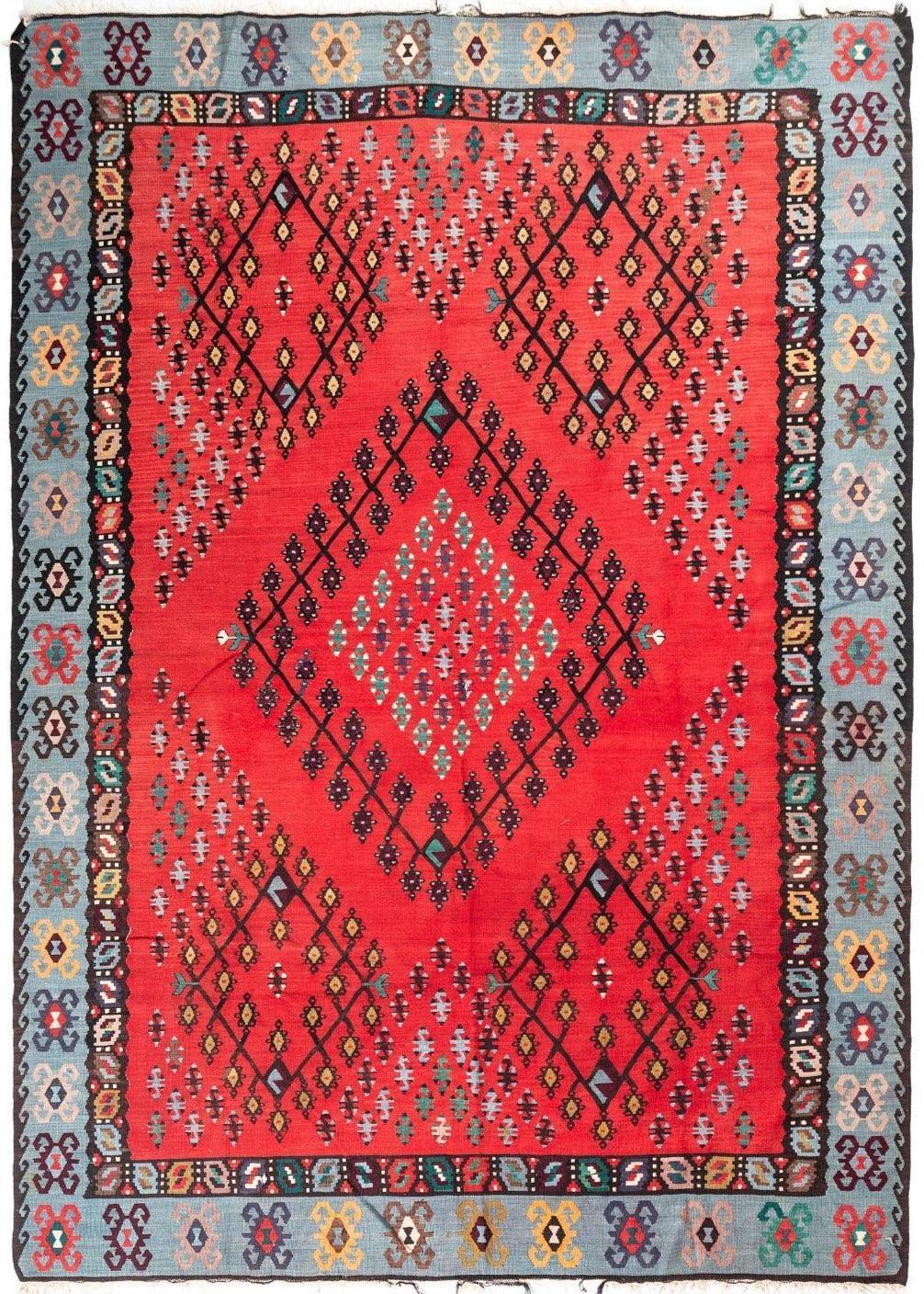 Old Turkish Sarkoy Kilim, Soft Red Colour, Circa 1950 9'4'' x 6'10''