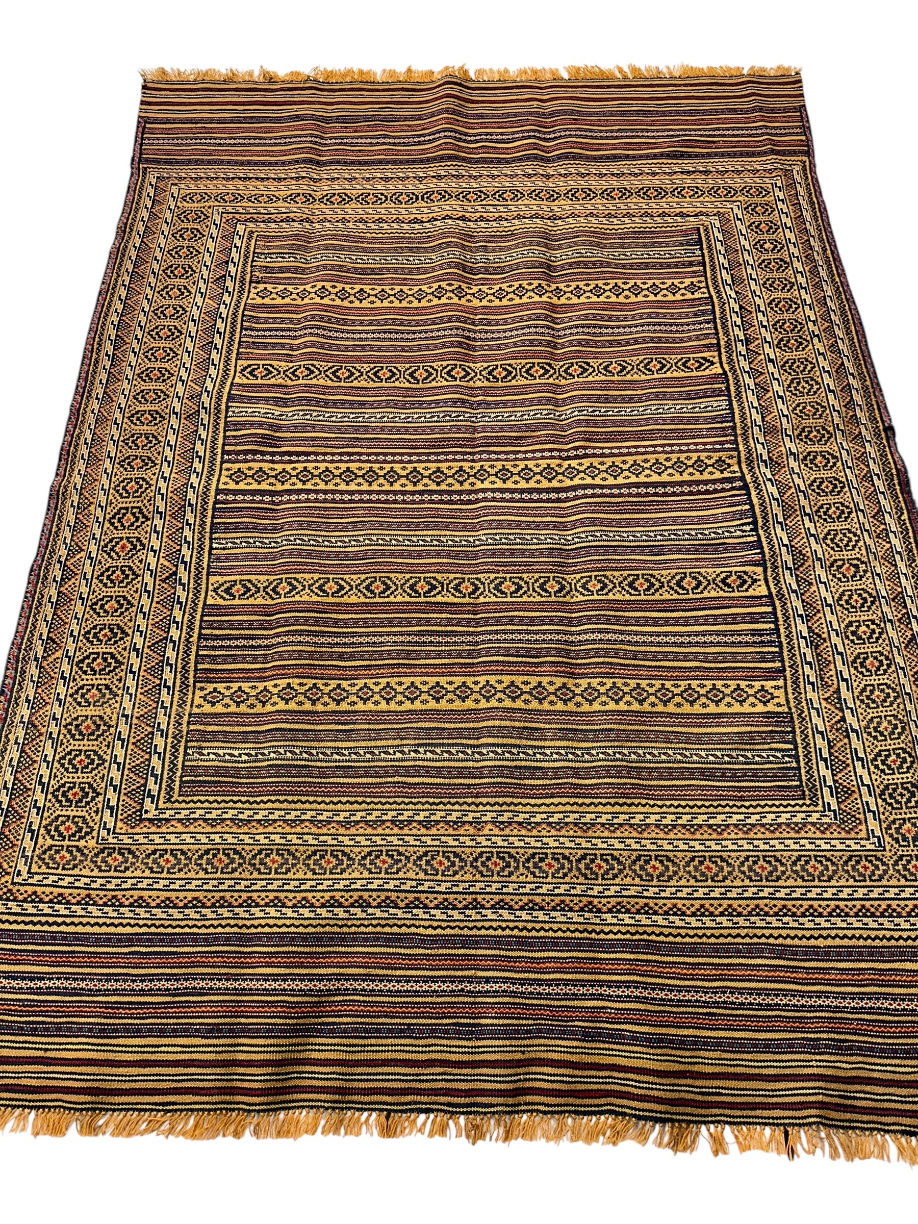 Hand-Woven Afghani Maliki Wool Kilim Rug - 4'5" x 6'