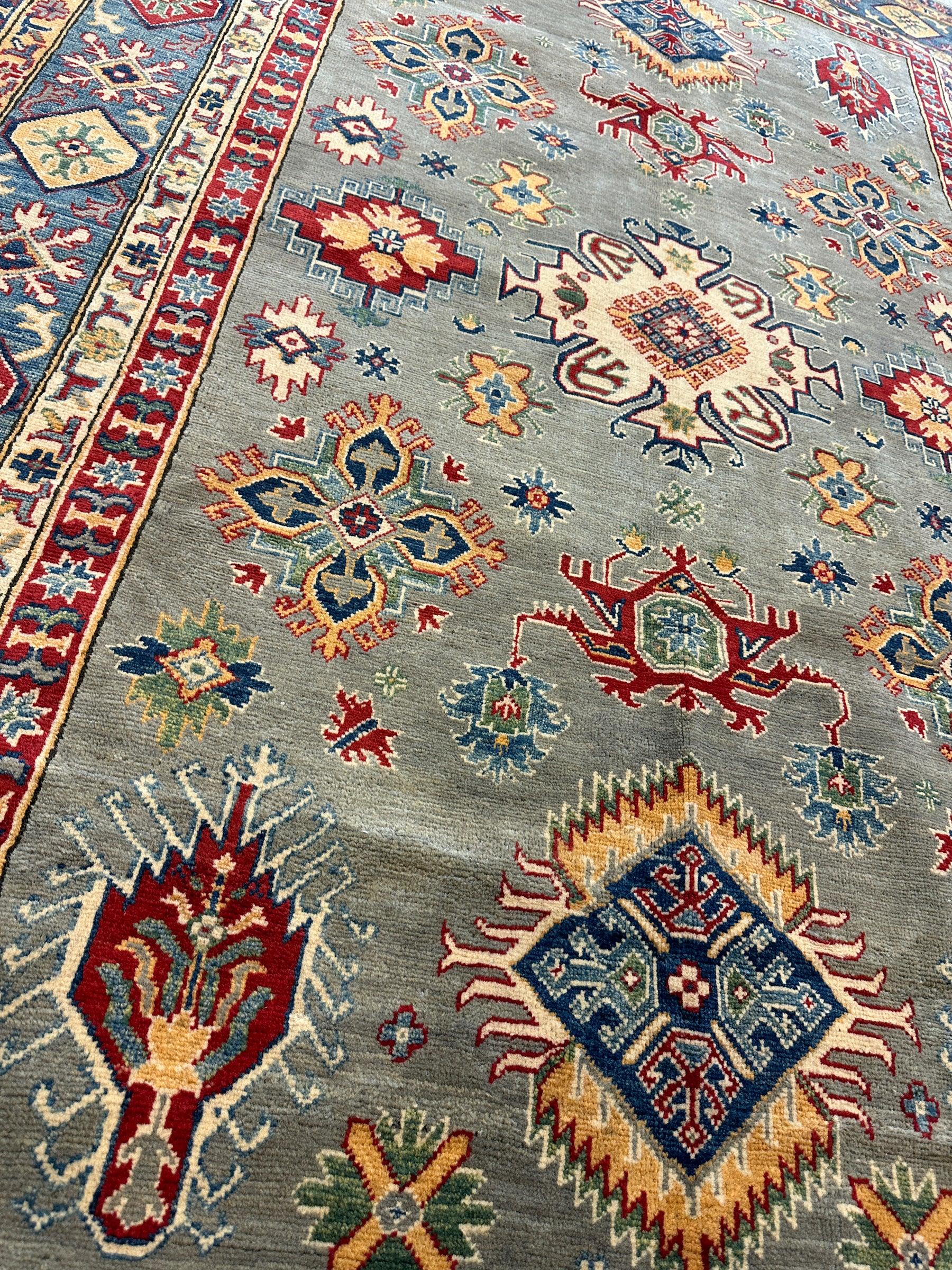 Fine Hand Knotted Afghani Super Kazak Rug 7 x 10