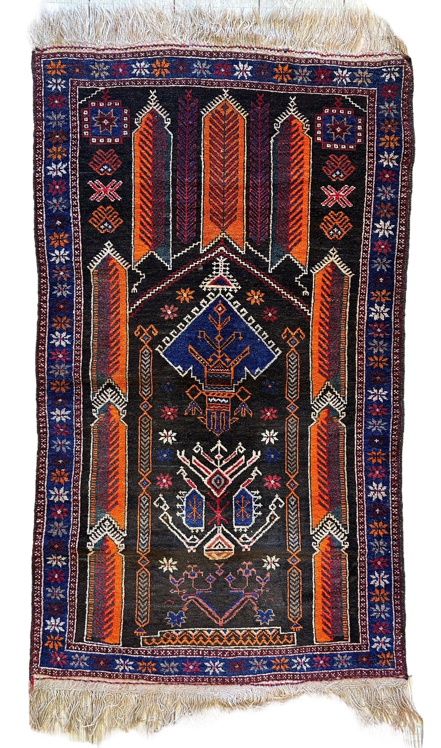 Beautiful Tribal Afghani Wool Prayer Rug 2’7” x 4’3”