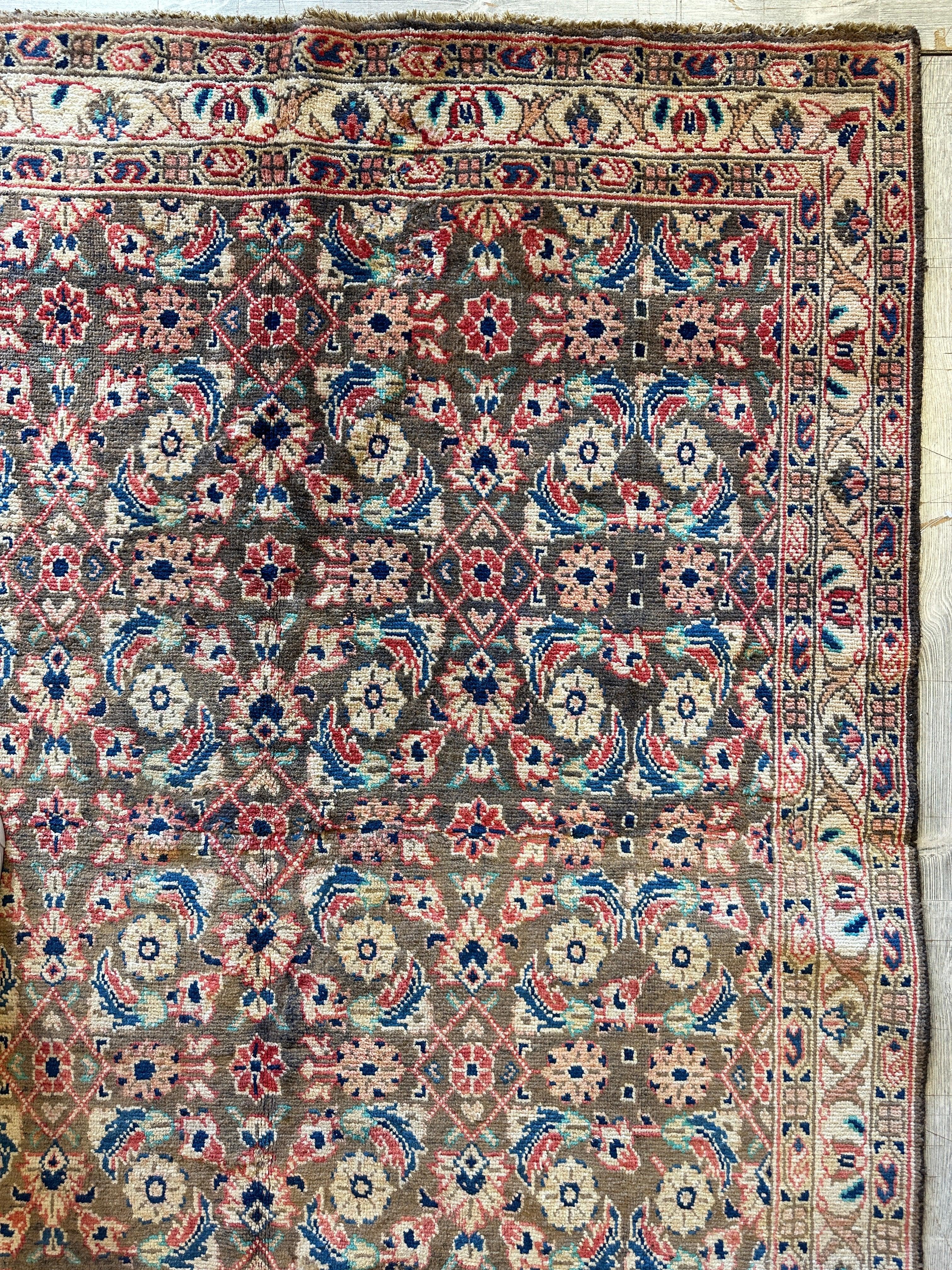 Vintage Hand-knotted Persian Bakhtiari Rug Circa 19240’s Wool 6’8” x 9’9”