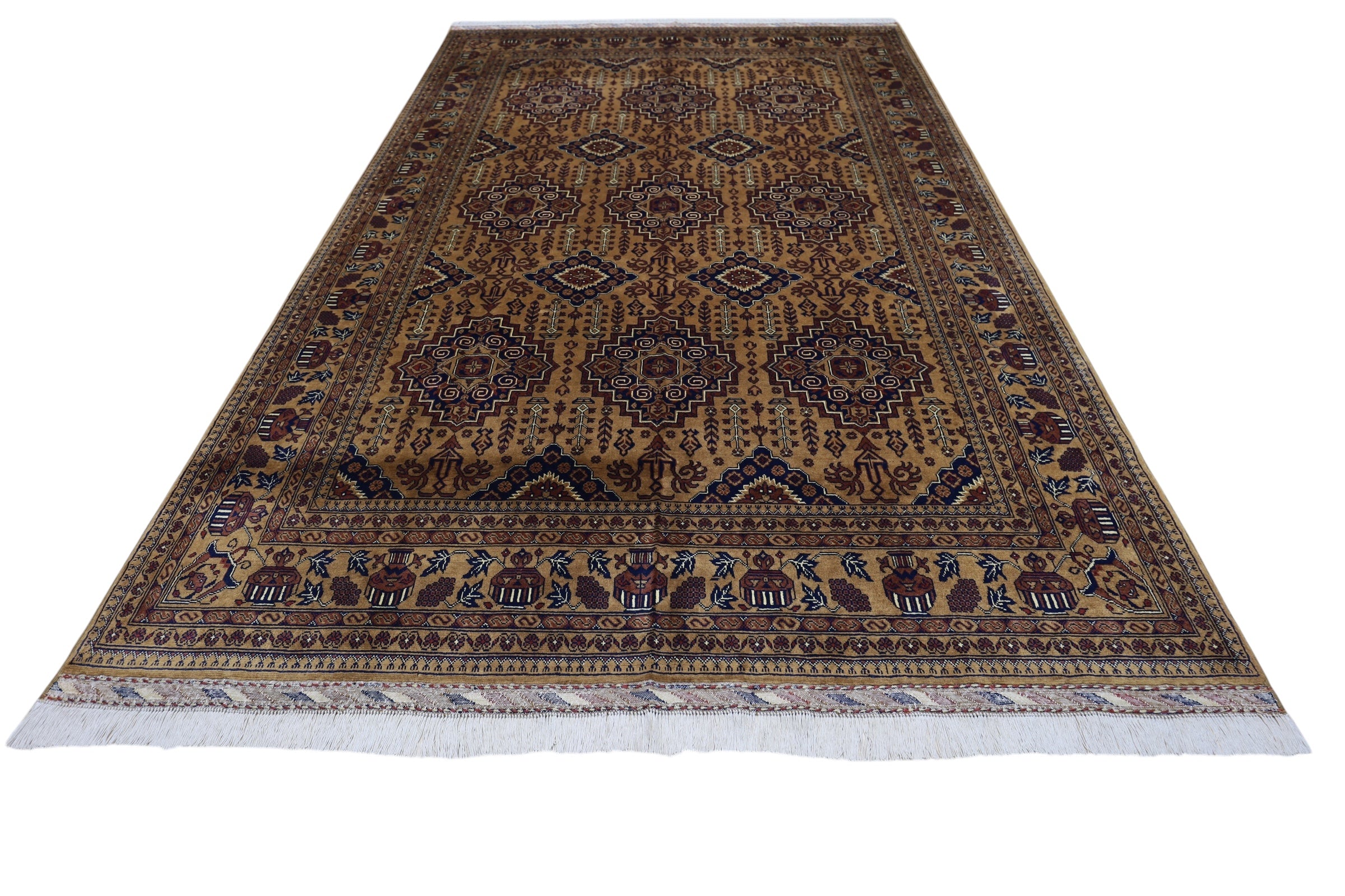 Hand-Knotted Zerkhaki Afghan Wool Area Rug – 6'7" x 9'7" | Rich Brown Tones, Durable Craftsmanship