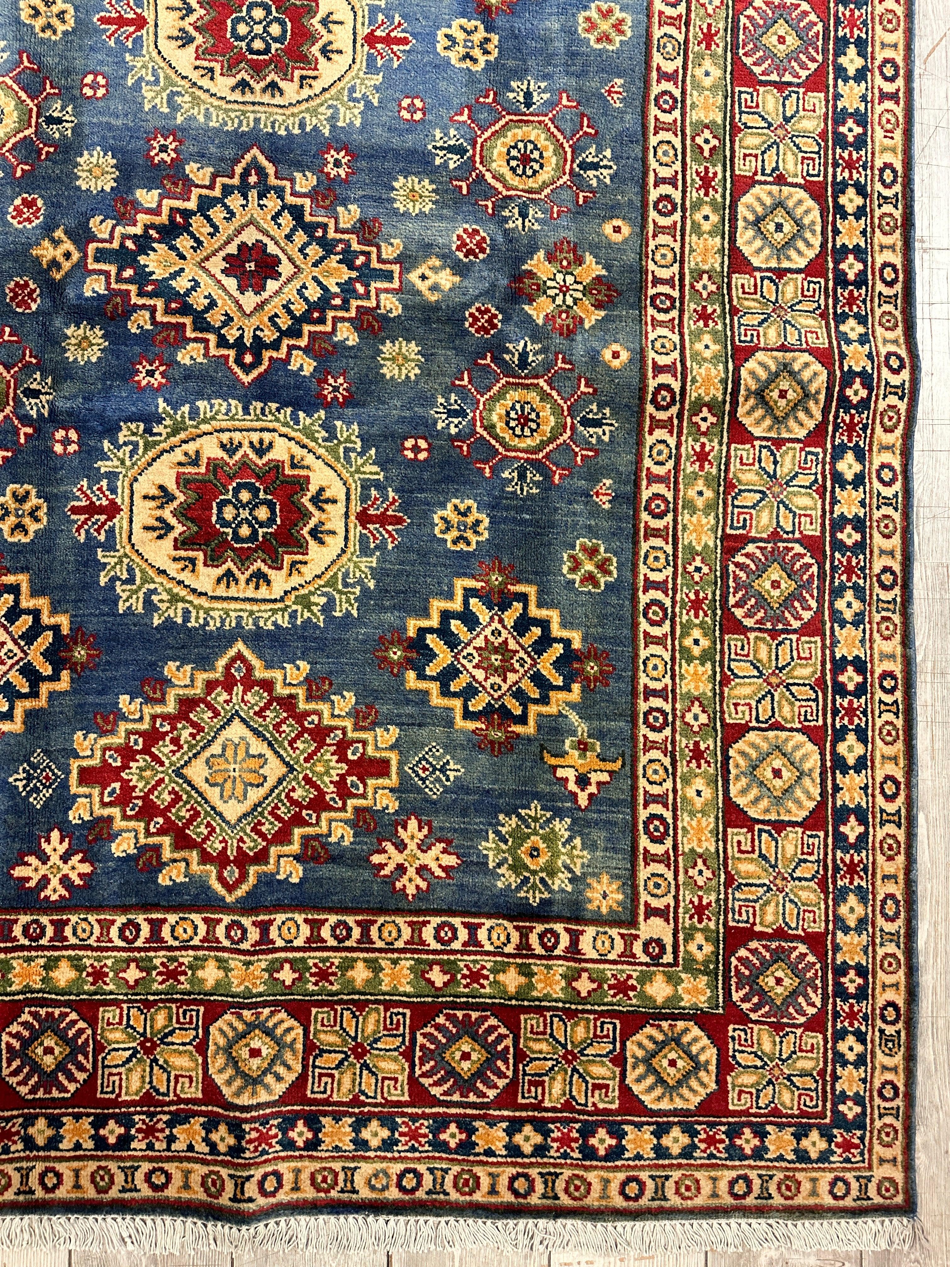 Fine Hand Knotted Afghani Super Kazak Rug 5 x 7