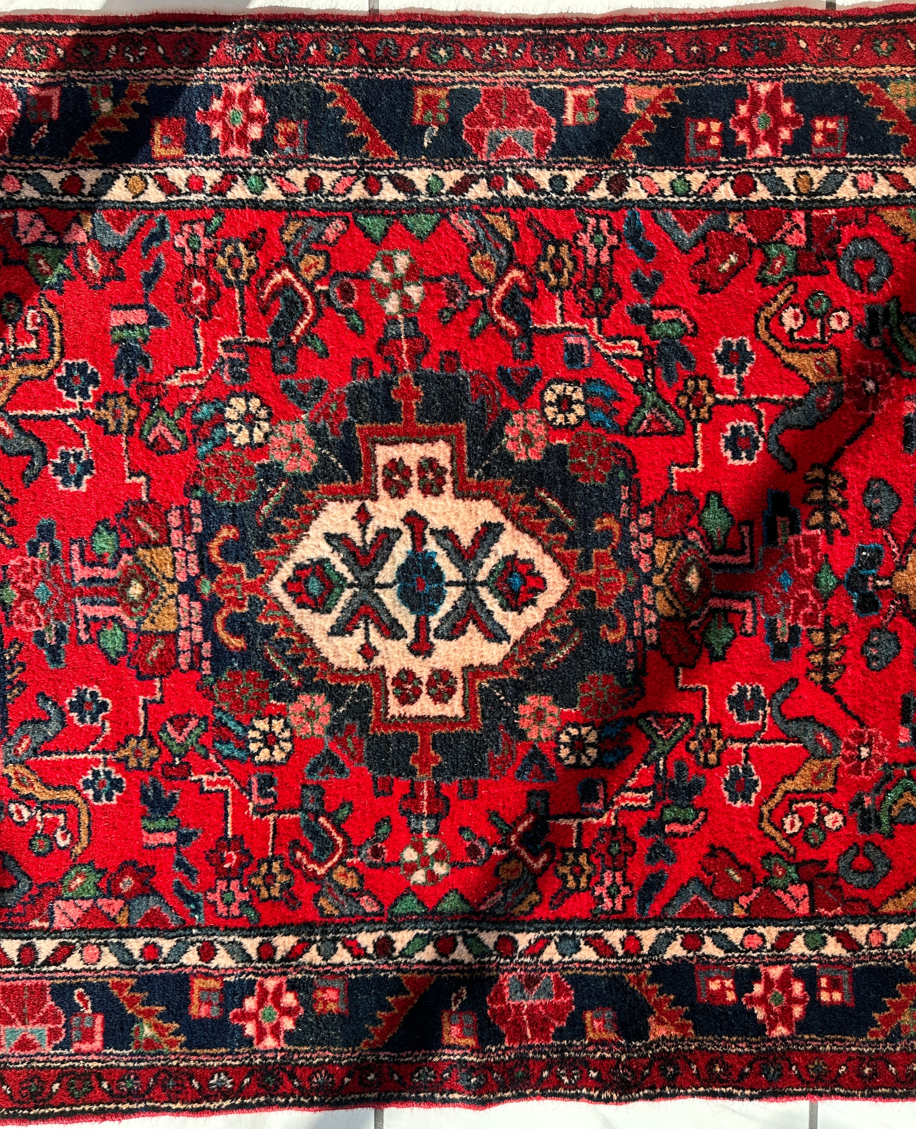 Hand-knotted Persian Hamadan wool Rug 3’8” x 6’4”