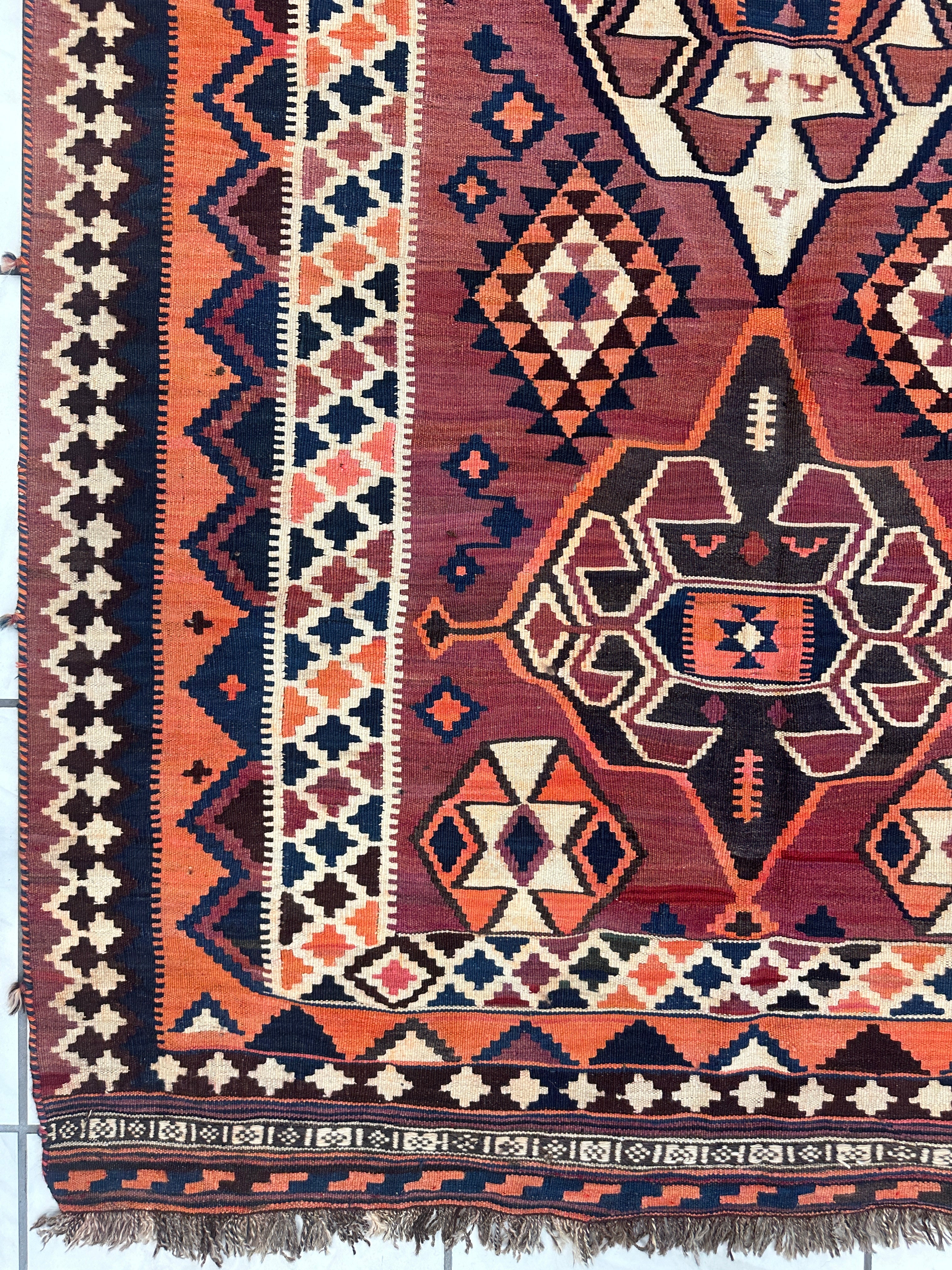 Persian Qashqai Wool Kilim 5’3” x 9’6”