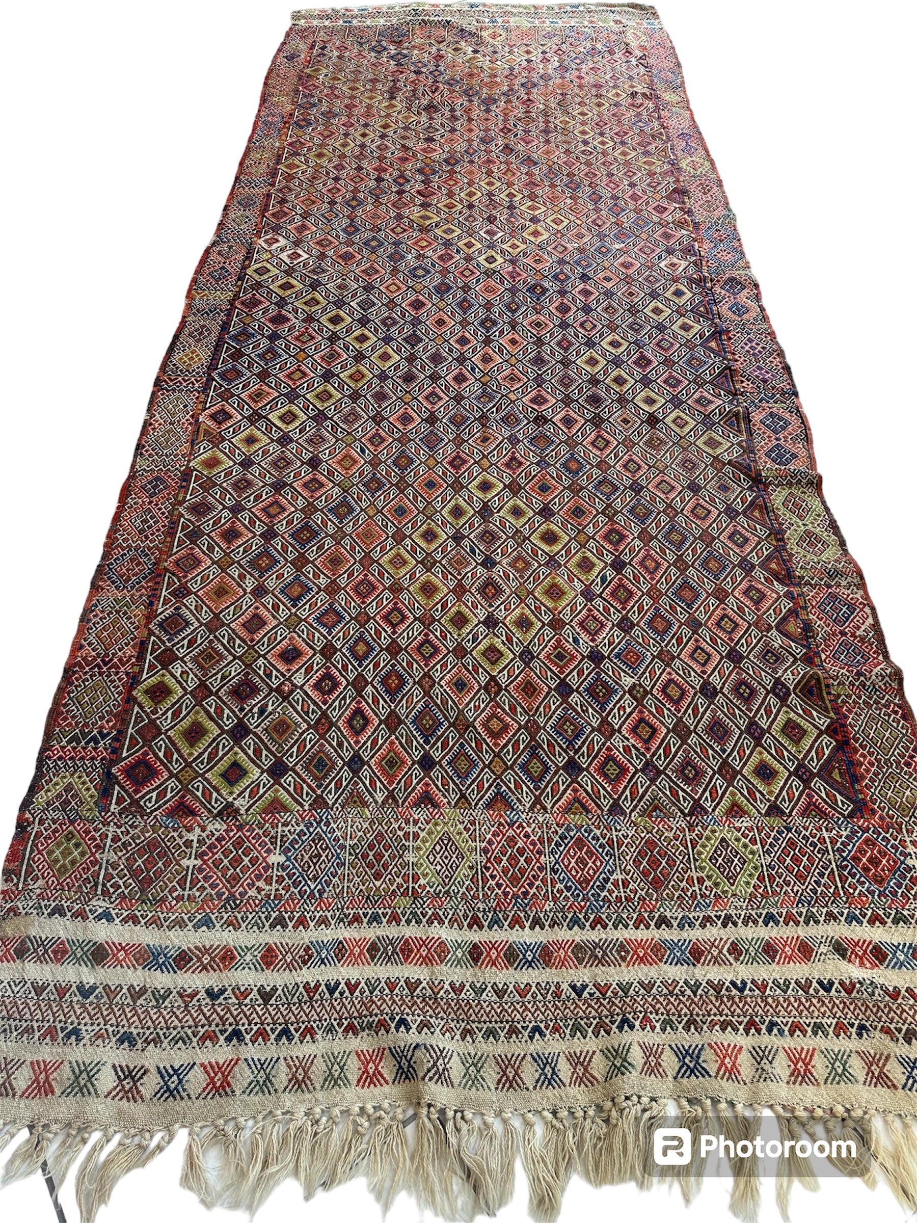 Antique Turkish Jajim Wool Rug 5’6” x 14’5”