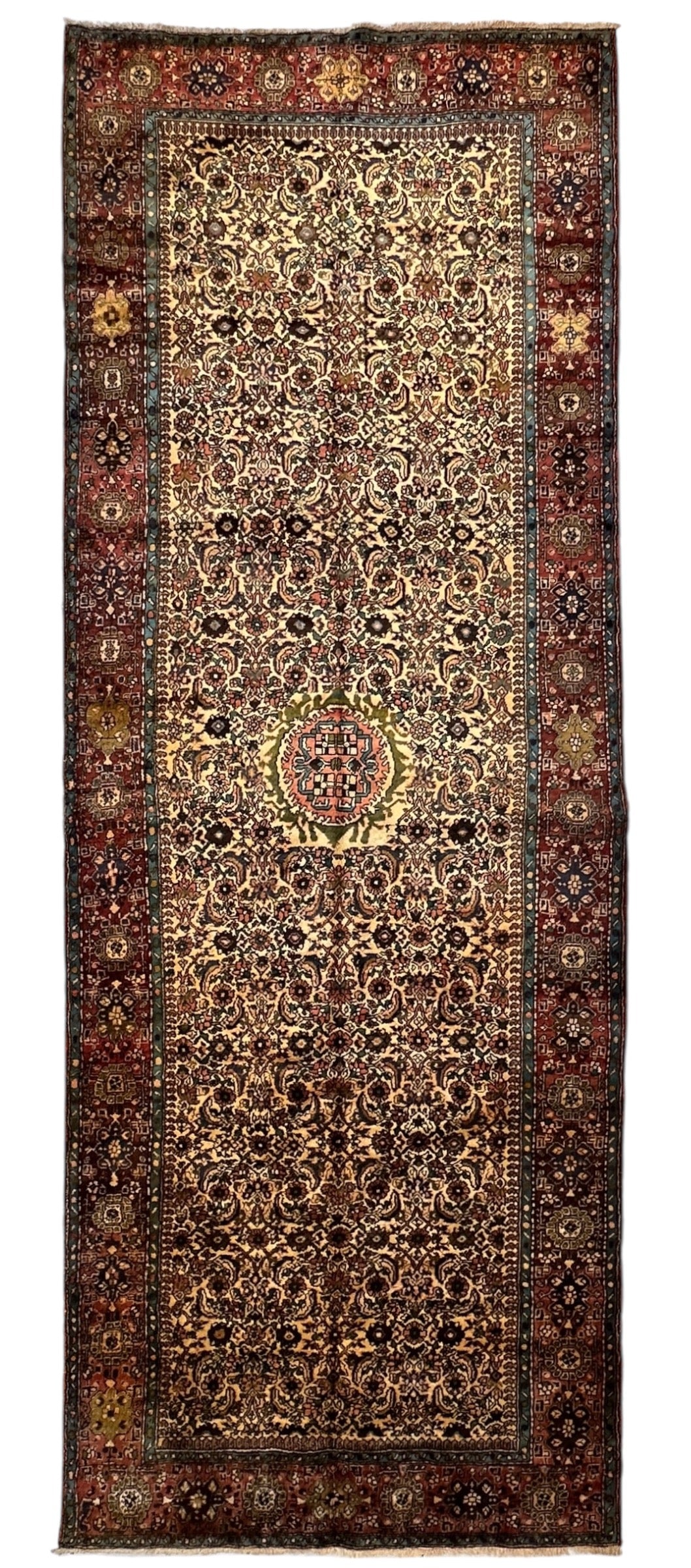 Hand-Knotted Persian Bidjar Herati Wool Runner – 4'11" x 13'2" – Durable Traditional Rug