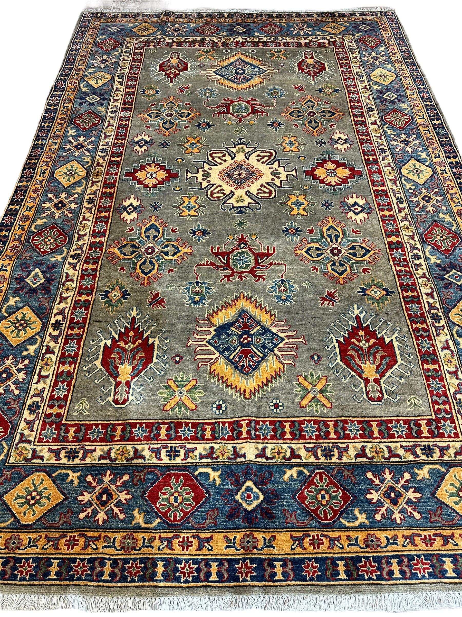 Fine Hand Knotted Afghani Super Kazak Rug 7 x 10