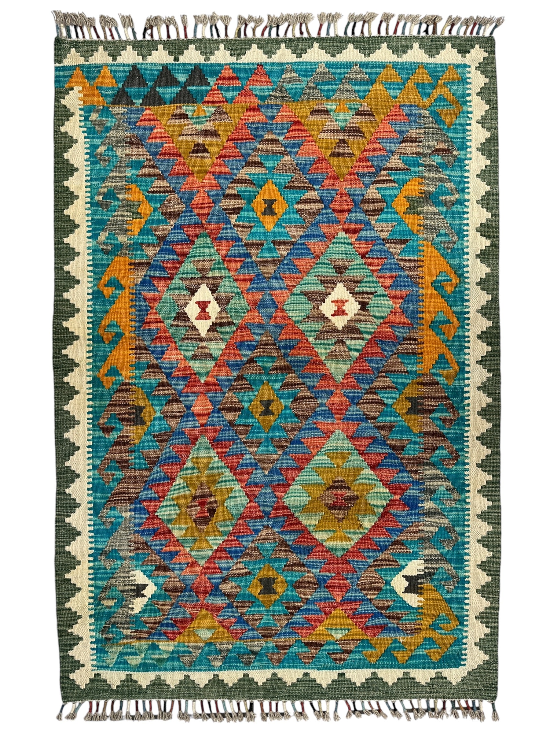 Afghani Maimana Wool Kilim Rug - 3'4" x 5'