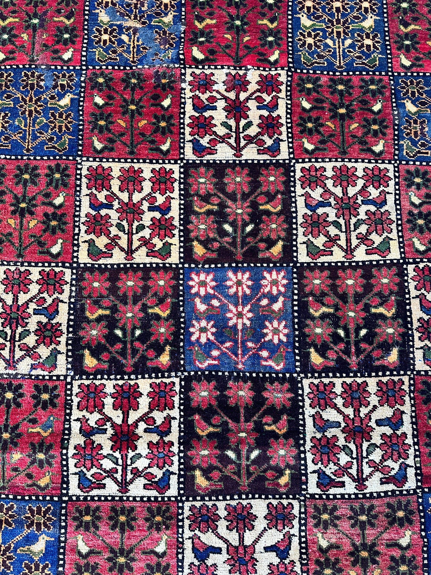 Vintage Persian Bakhtiari Garden Design" aka "4 Seasons Rug" | 6’3” x 9’