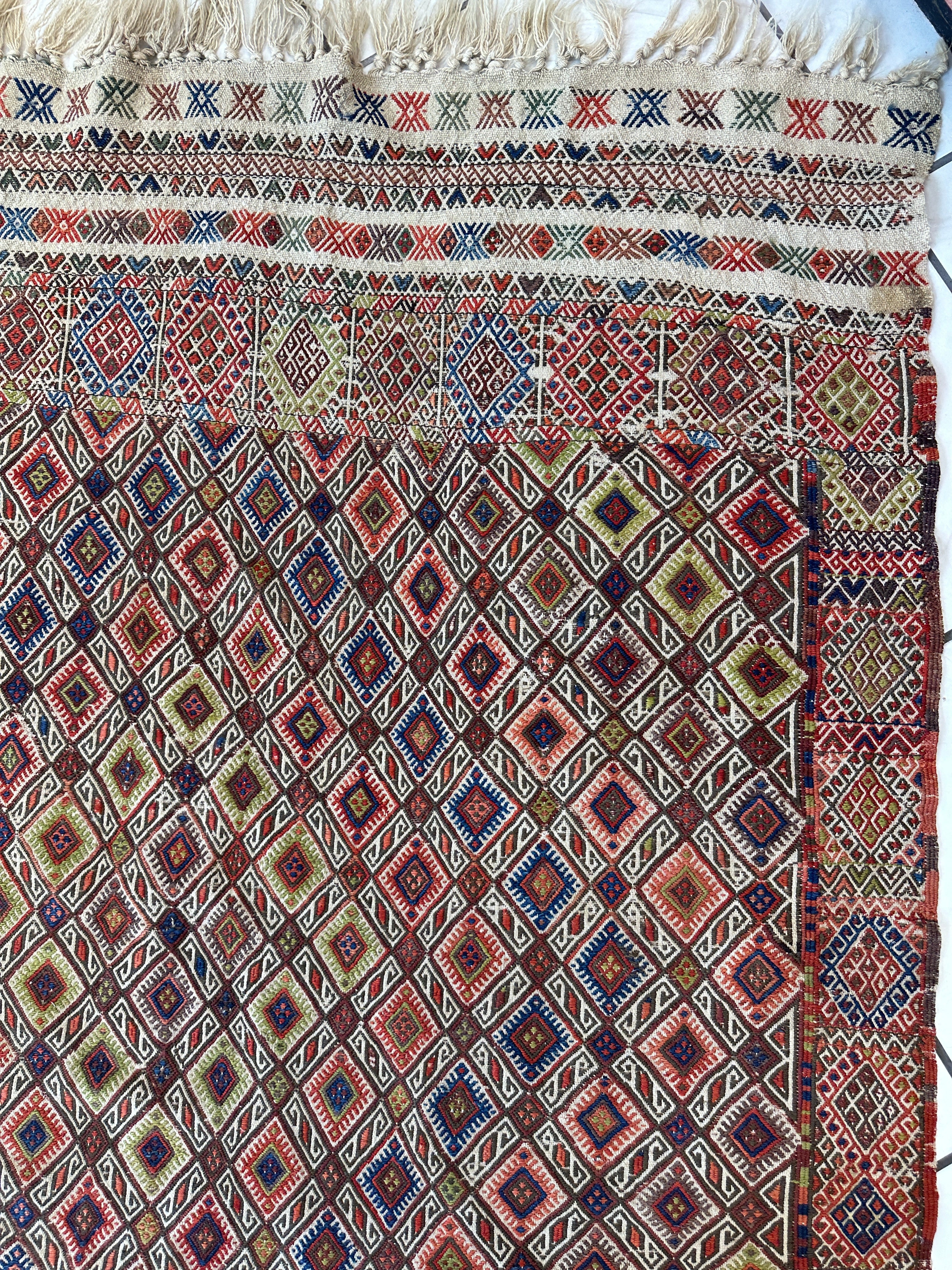 Antique Turkish Jajim Wool Rug 5’6” x 14’5”