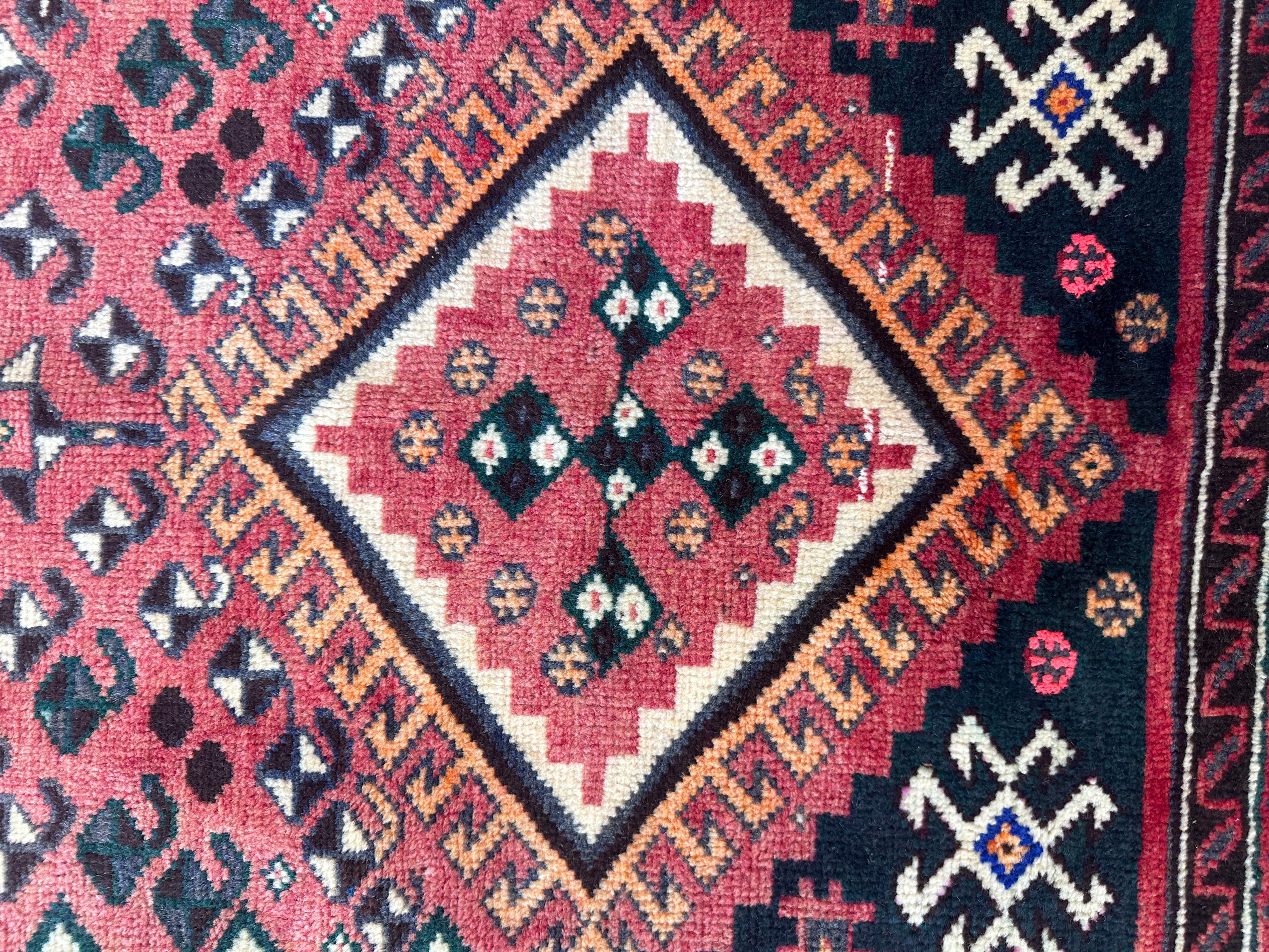 Vintage Persian Qashqai Wool on Wool Rug 3’8” x 6’