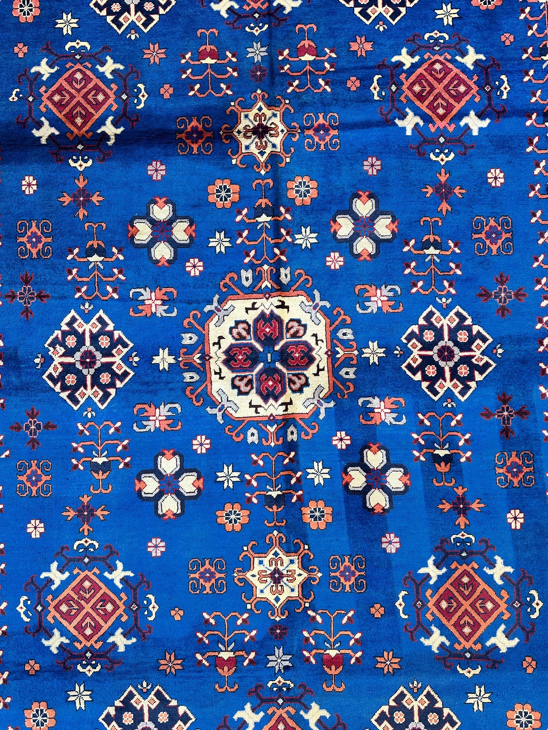 Hand-Knotted Afghan Kazak Rug – 6'6" x 9'7" – Vibrant Geometric Design in 100% Wool