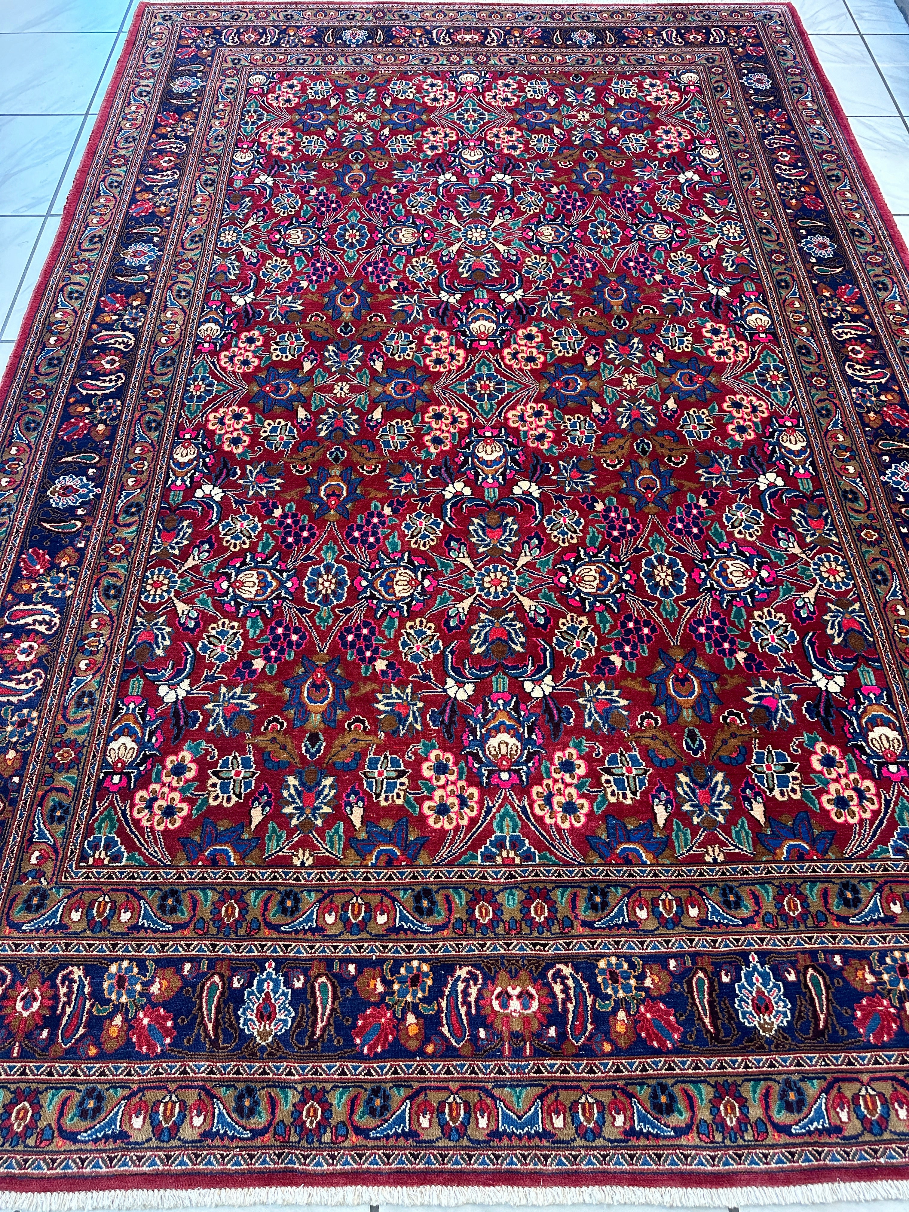 Persian Mashhad I Fine Allover Rug Wool 7 x 10