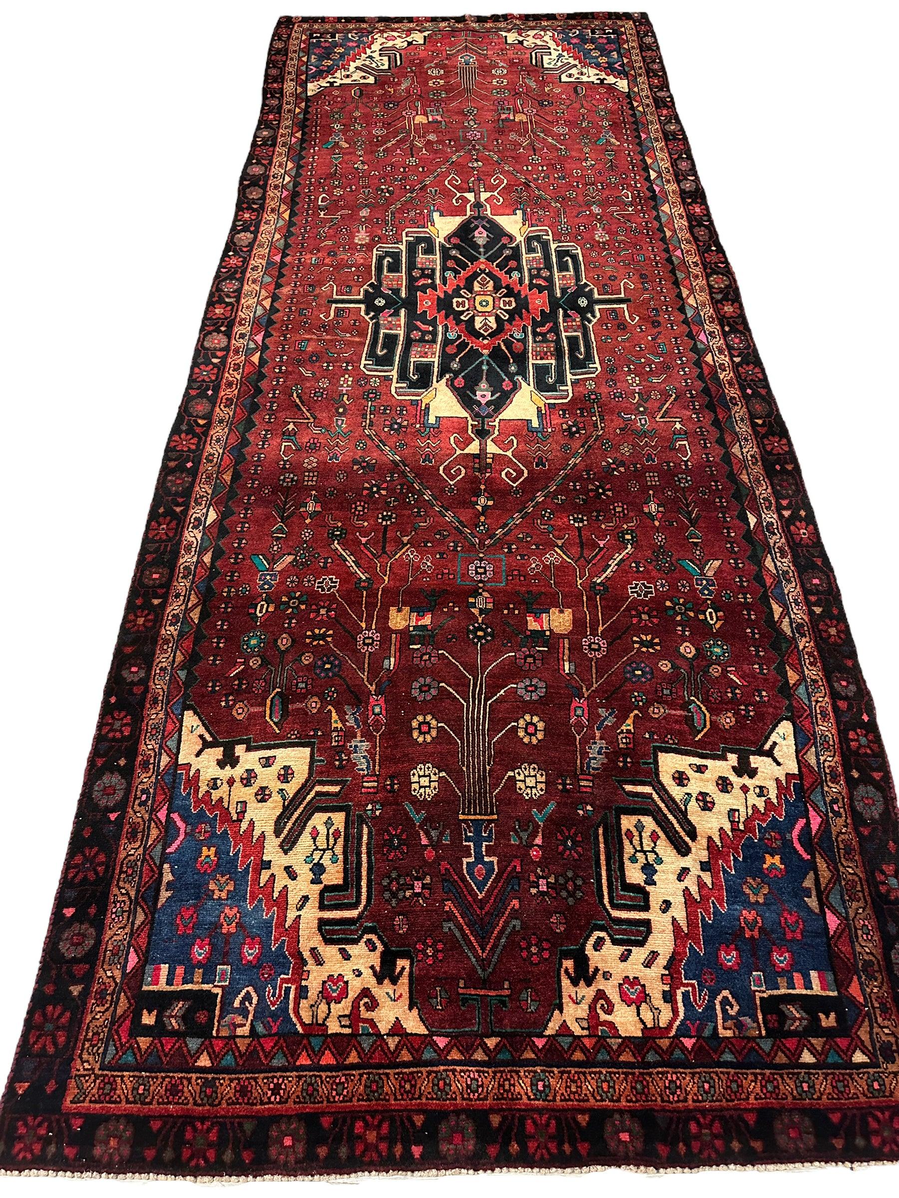 4'2” x 11’4” Hand Knotted Farahan Persian Wool Runner Rug