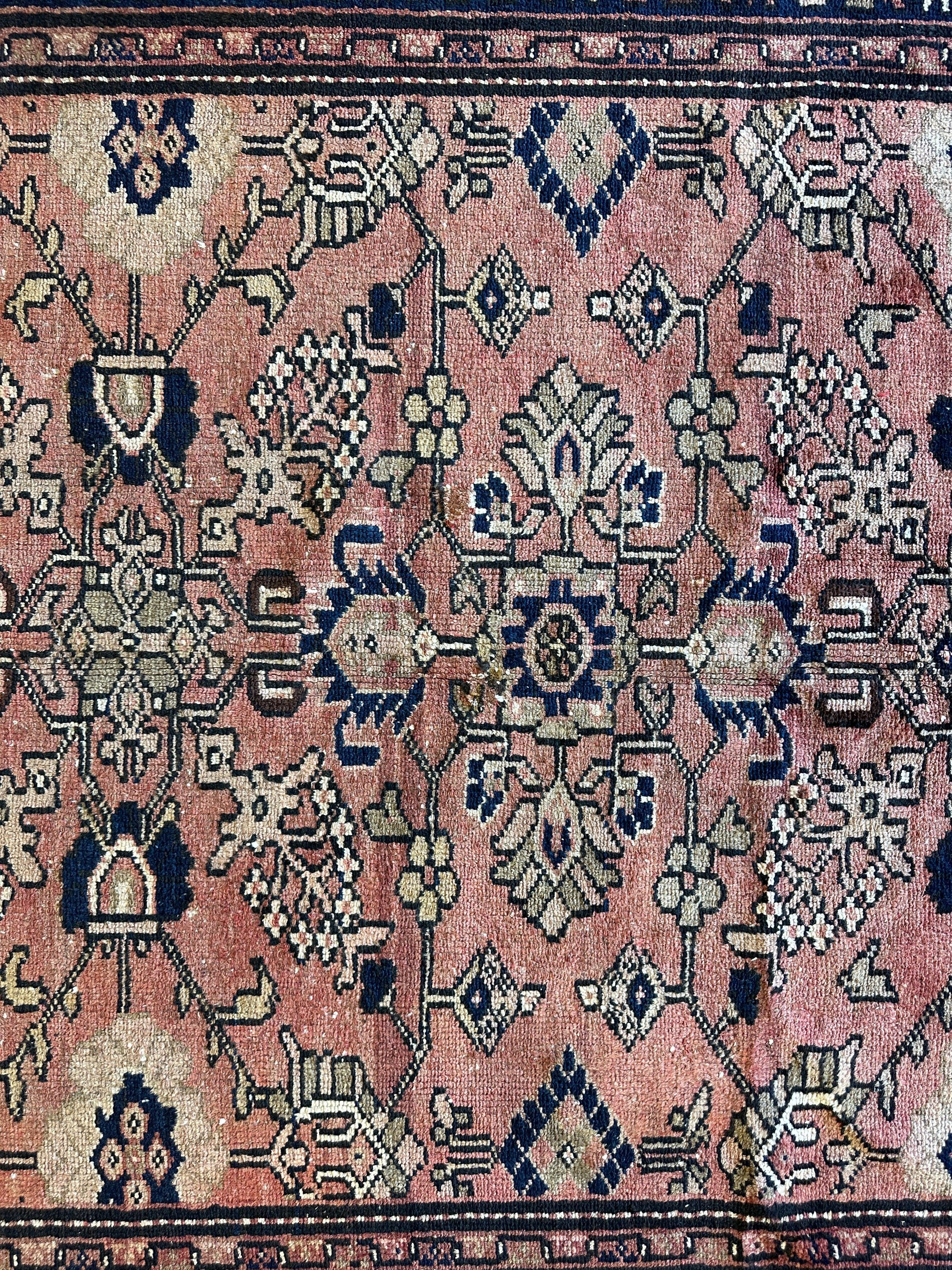 4' 4 x 9' 3 Hand Knotted Ultra Vintage Persian Wool Runner Rug