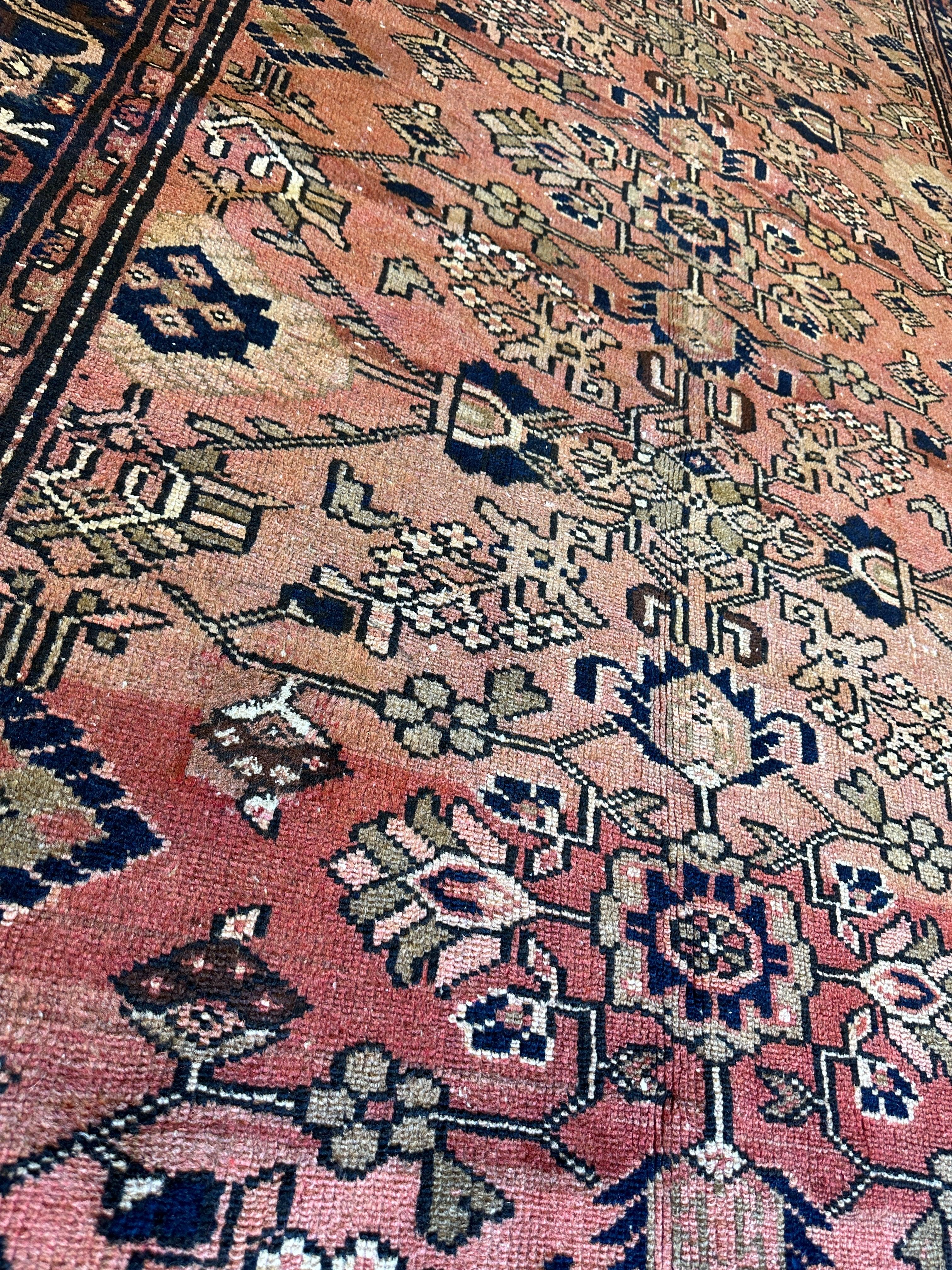 4' 4 x 9' 3 Hand Knotted Ultra Vintage Persian Wool Runner Rug