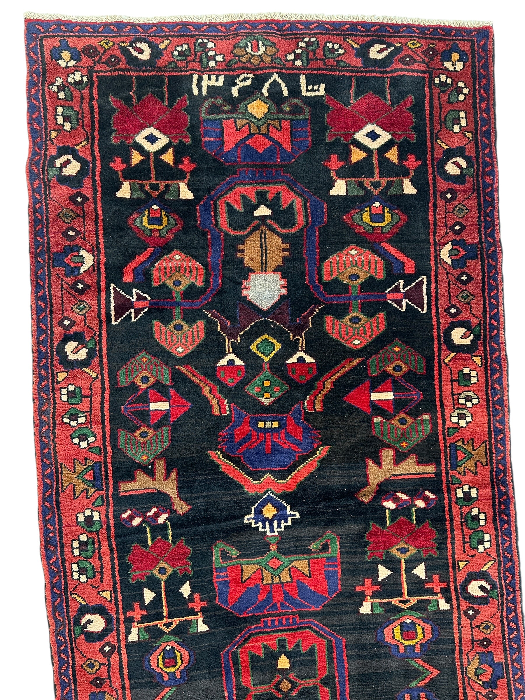 Hand-Knotted Persian Hamadan Runner - 3'6" x 10' | Tribal Wool Rug