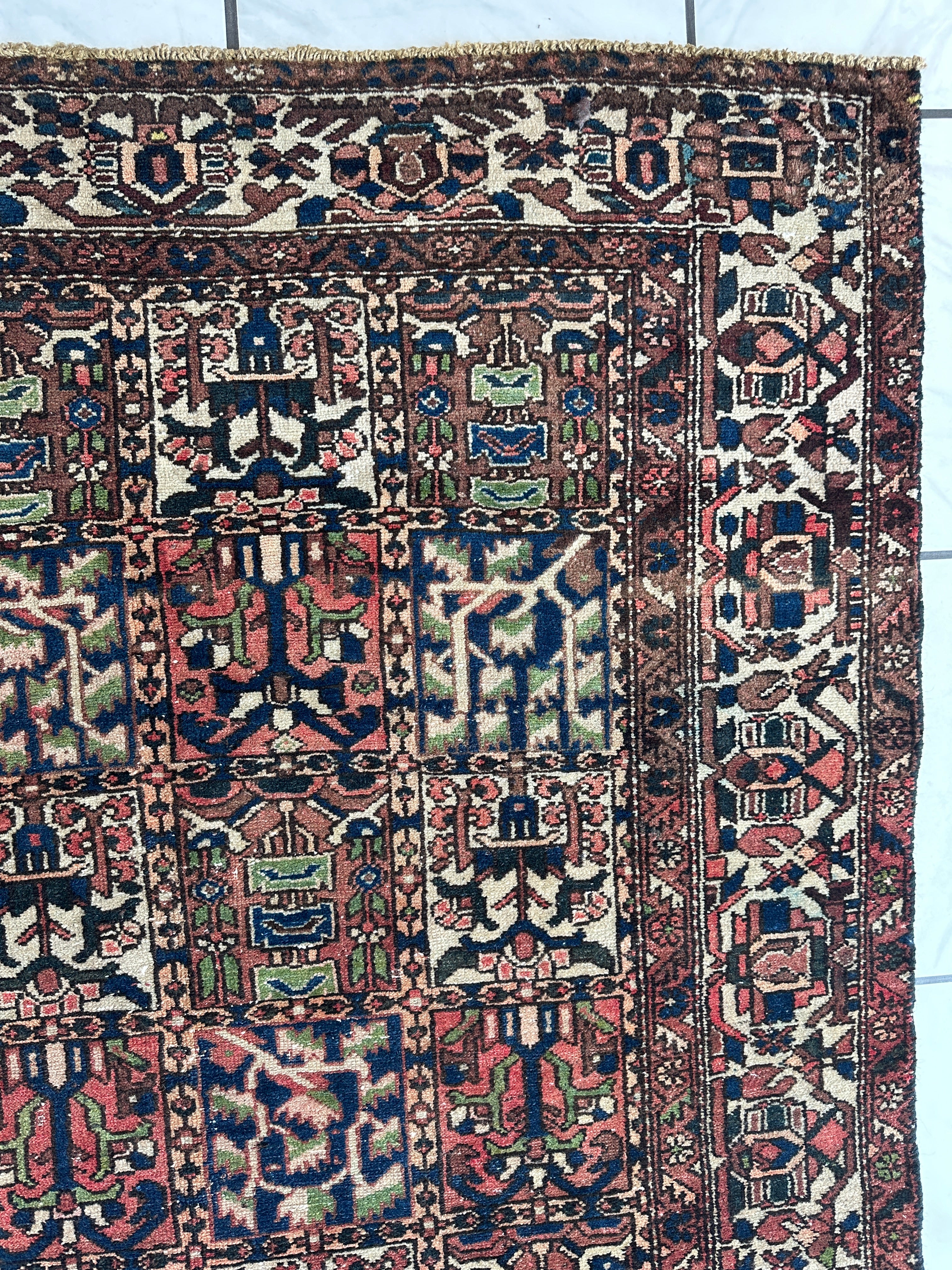 Antique Persian Bakhtiari Garden Design" aka "4 Seasons Rug" | 5’4” x 9’7”