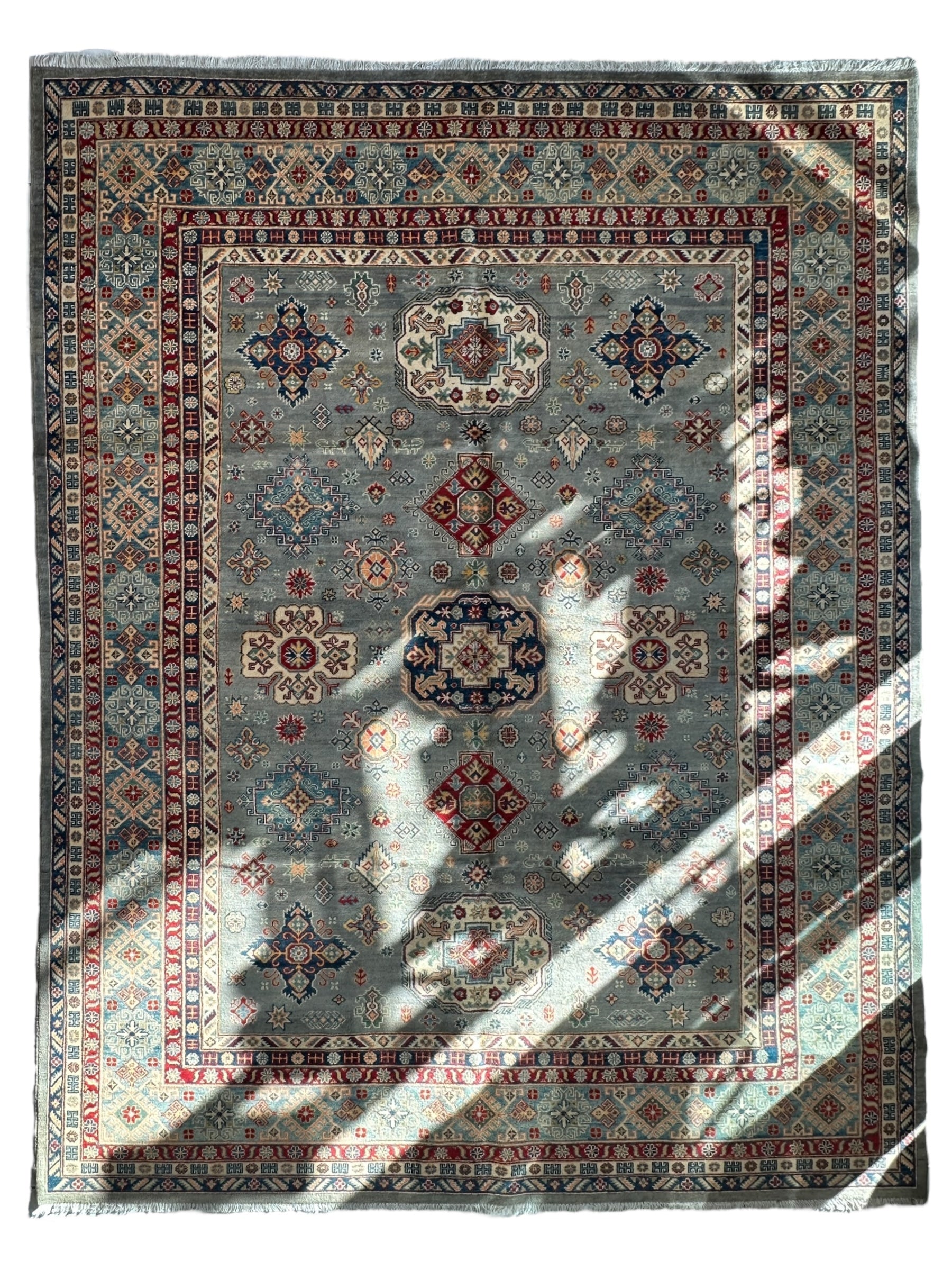 Hand-Knotted Afghani Kazak Wool Rug 8’11” x 11’10”