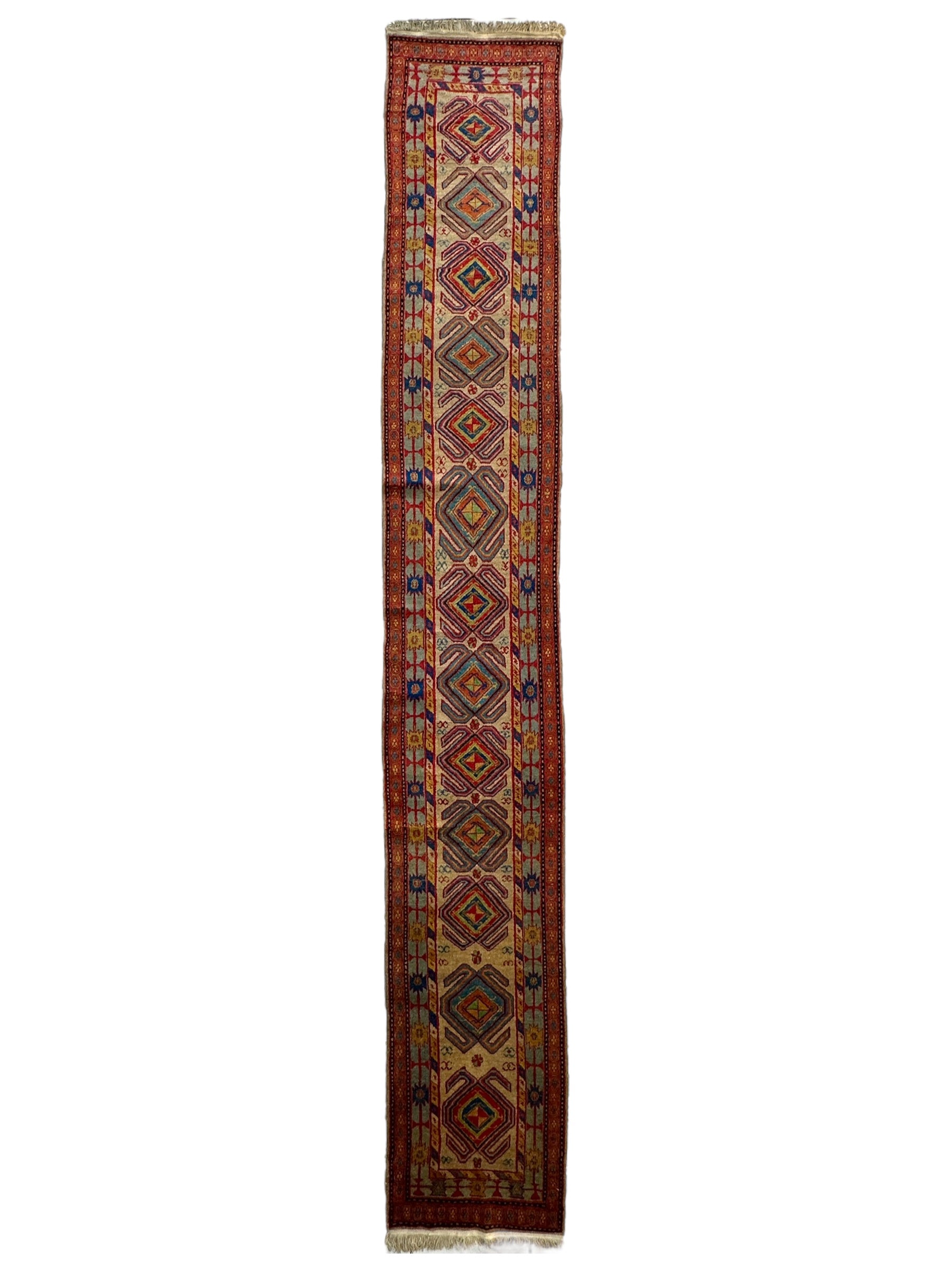 Antique Persian Lambran Runner Rug - 2'5" x 15'7" - Handwoven Wool, Circa 1930s