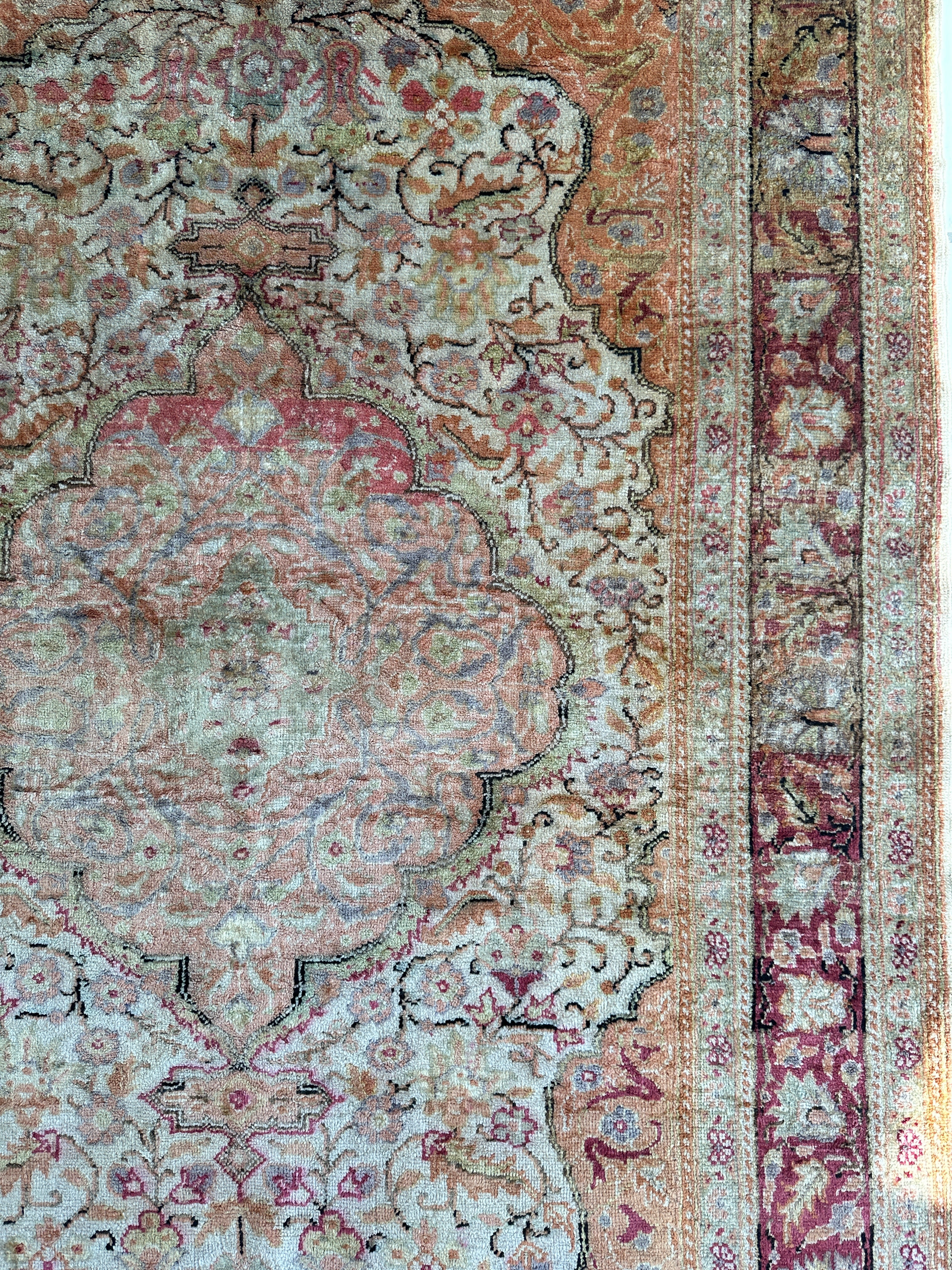 Vintage Hand-Knotted Turkish Kayseri Art Silk Rug 3’10” x 6’