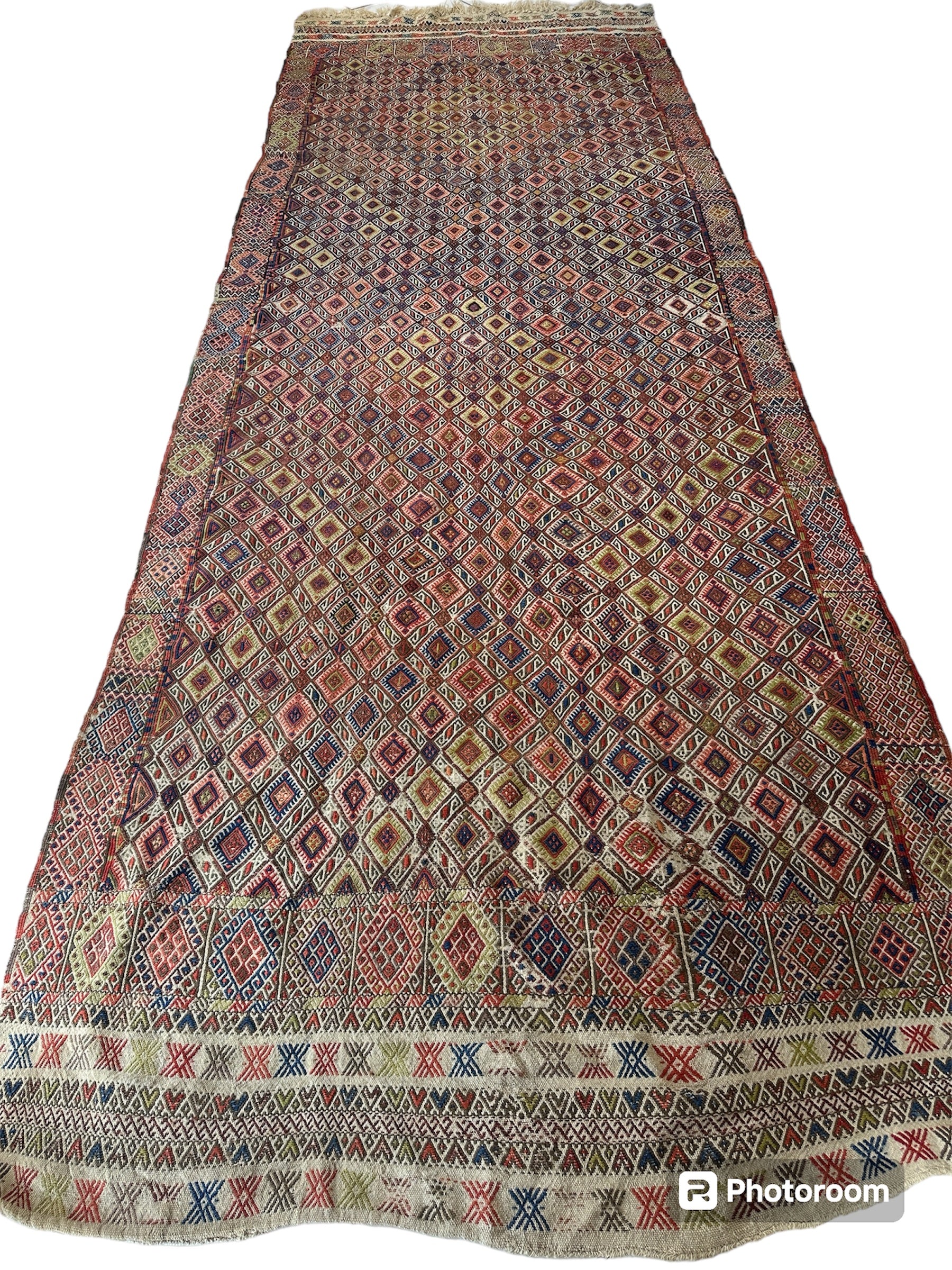 Antique Turkish Jajim Wool Rug 5’6” x 14’5”