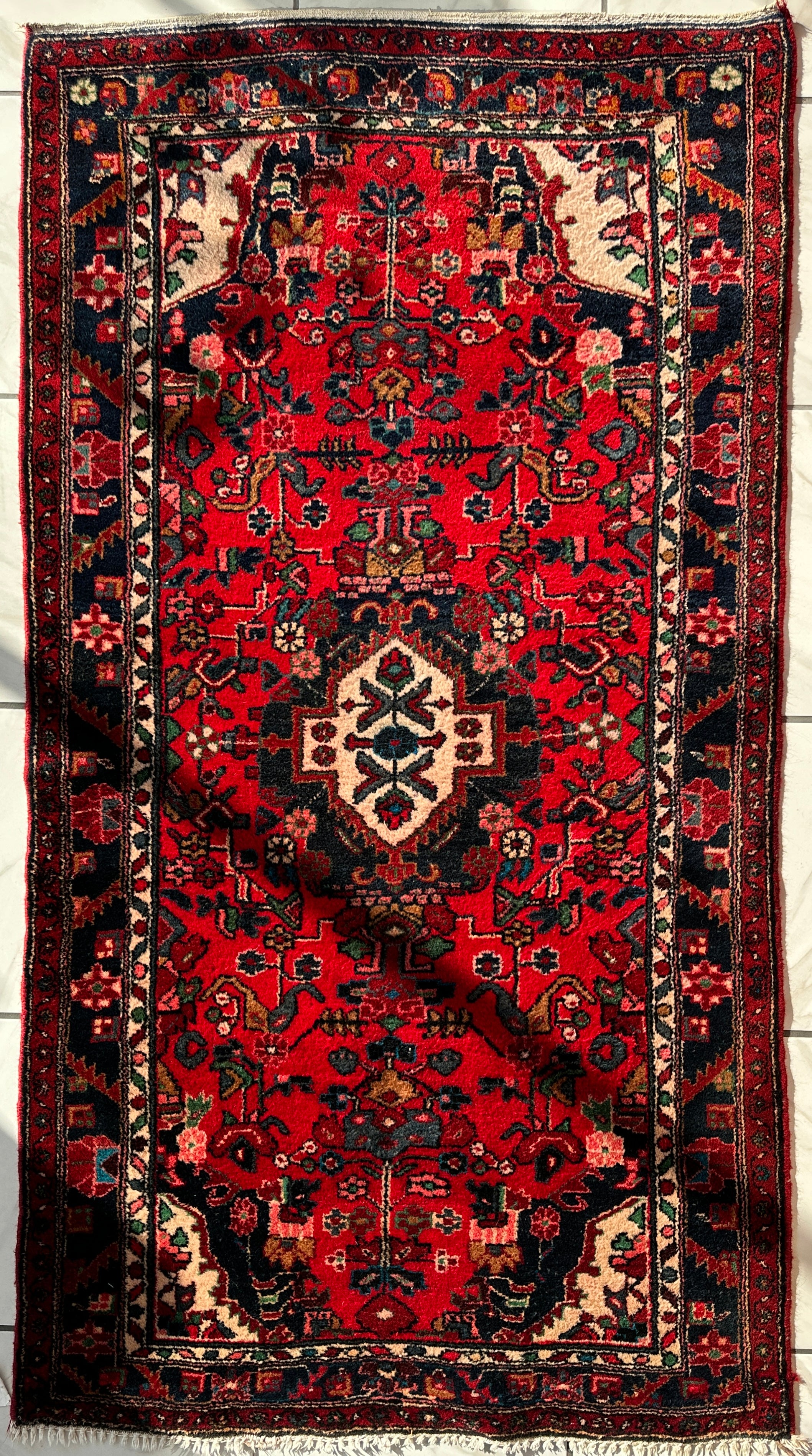 Hand-knotted Persian Hamadan wool Rug 3’8” x 6’4”