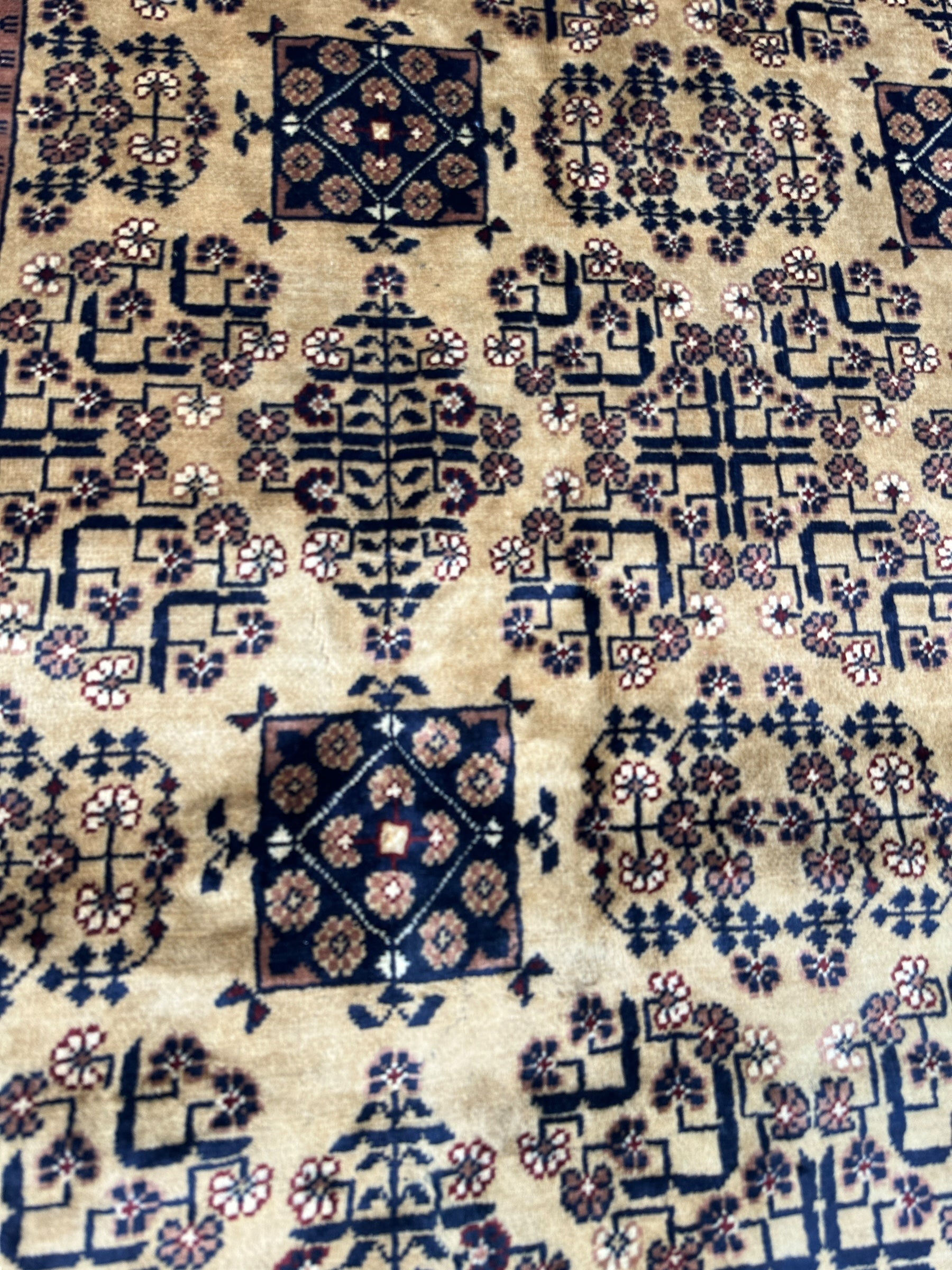 Hand-Knotted Afghan Bukhara Rug 8'4" x 11'10" - Wool, Geometric Patterns