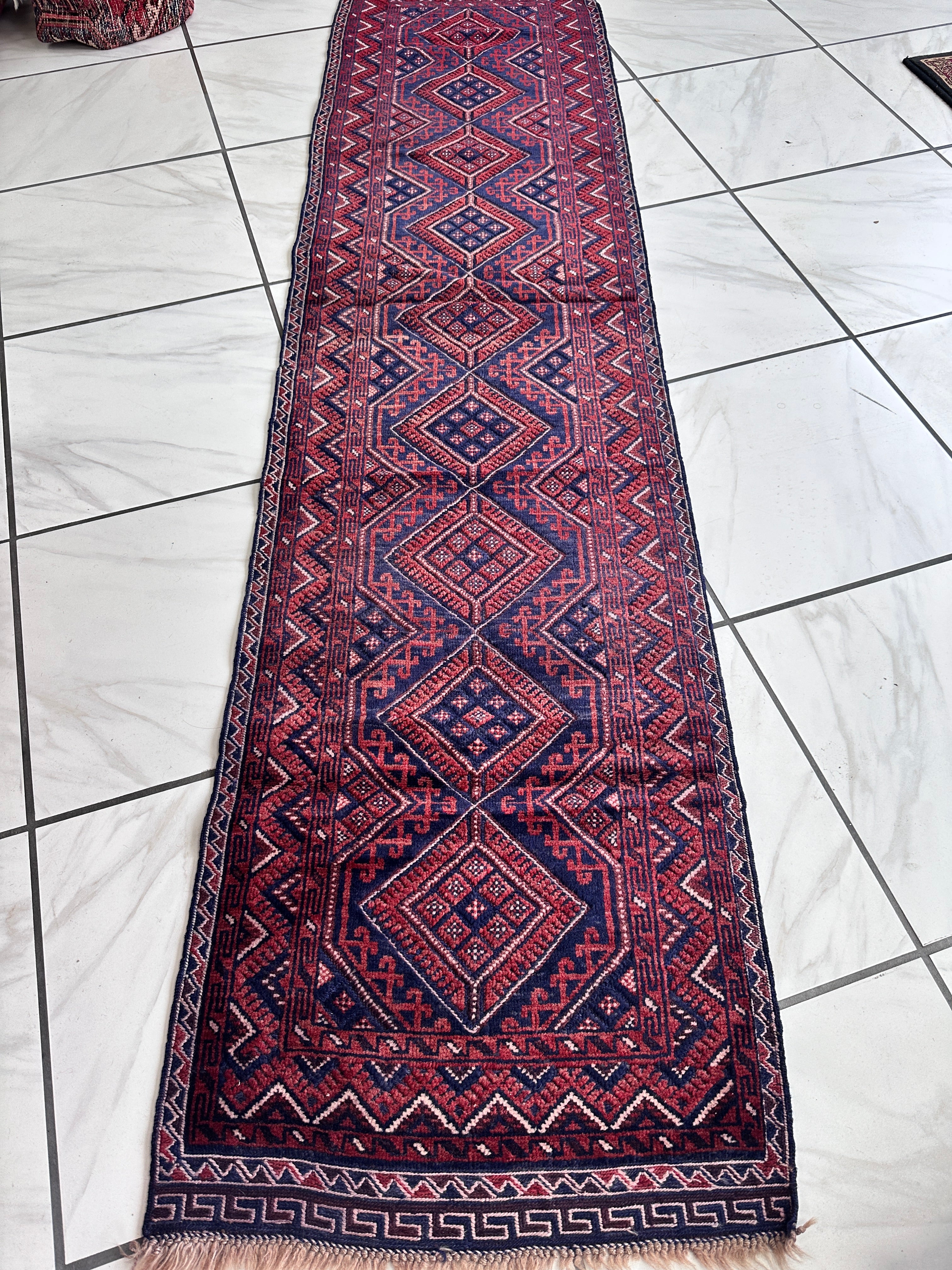 Afghani Baluch Wool Runner 2’1” x 9’