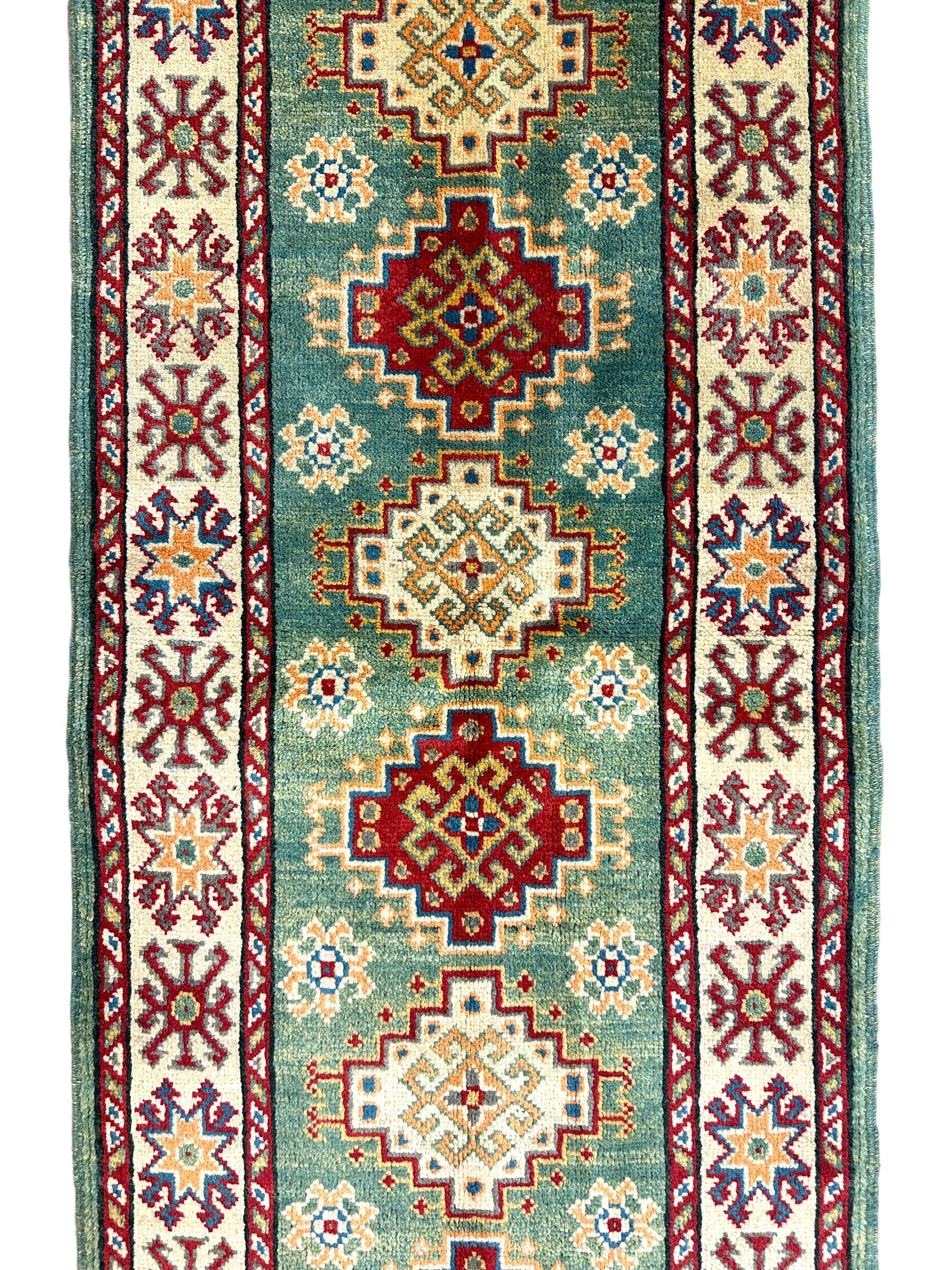 Hand-knotted Afghani Super Kazak Runner Rug 2’2” x 6’