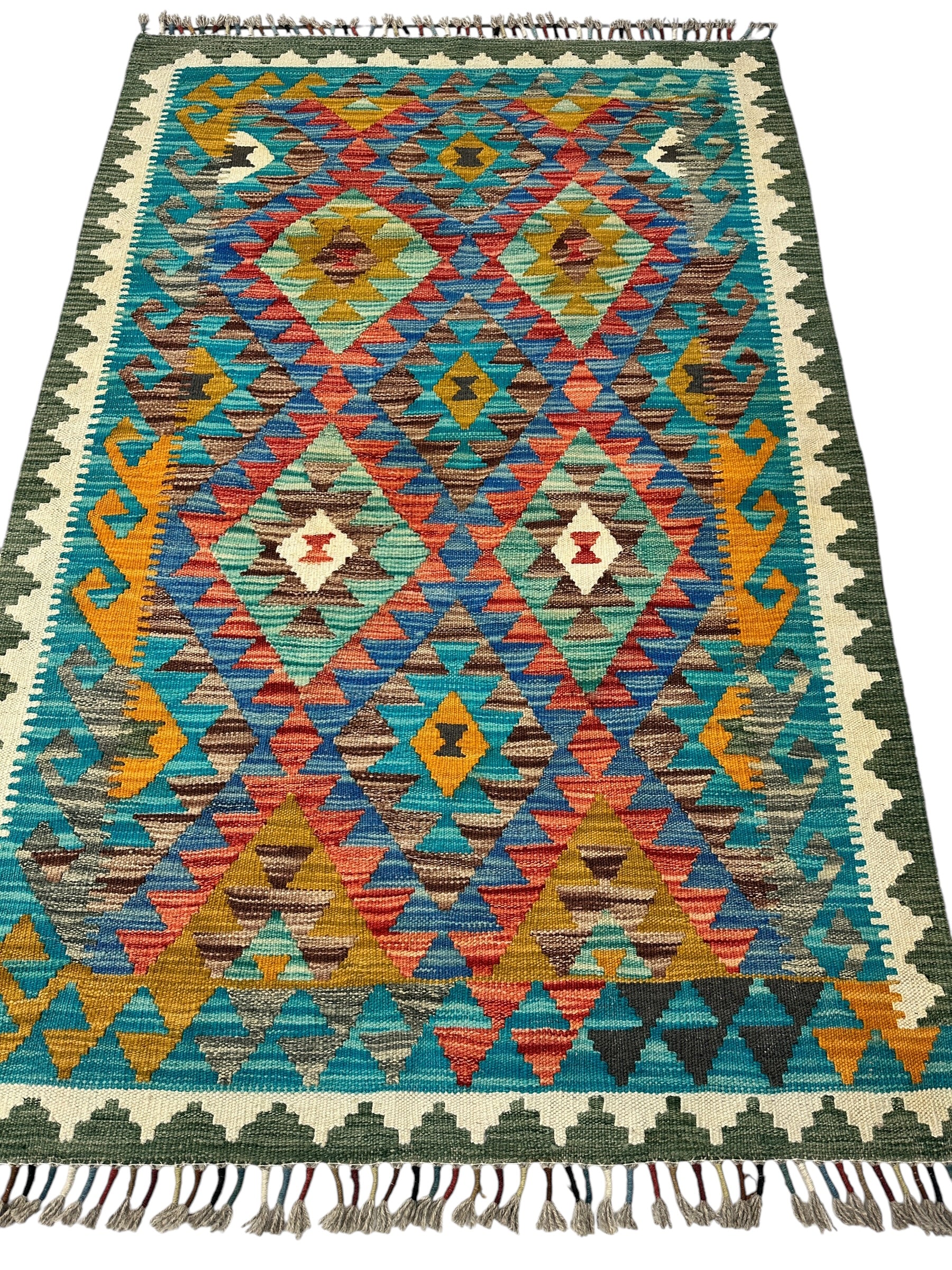 Afghani Maimana Wool Kilim Rug - 3'4" x 5'