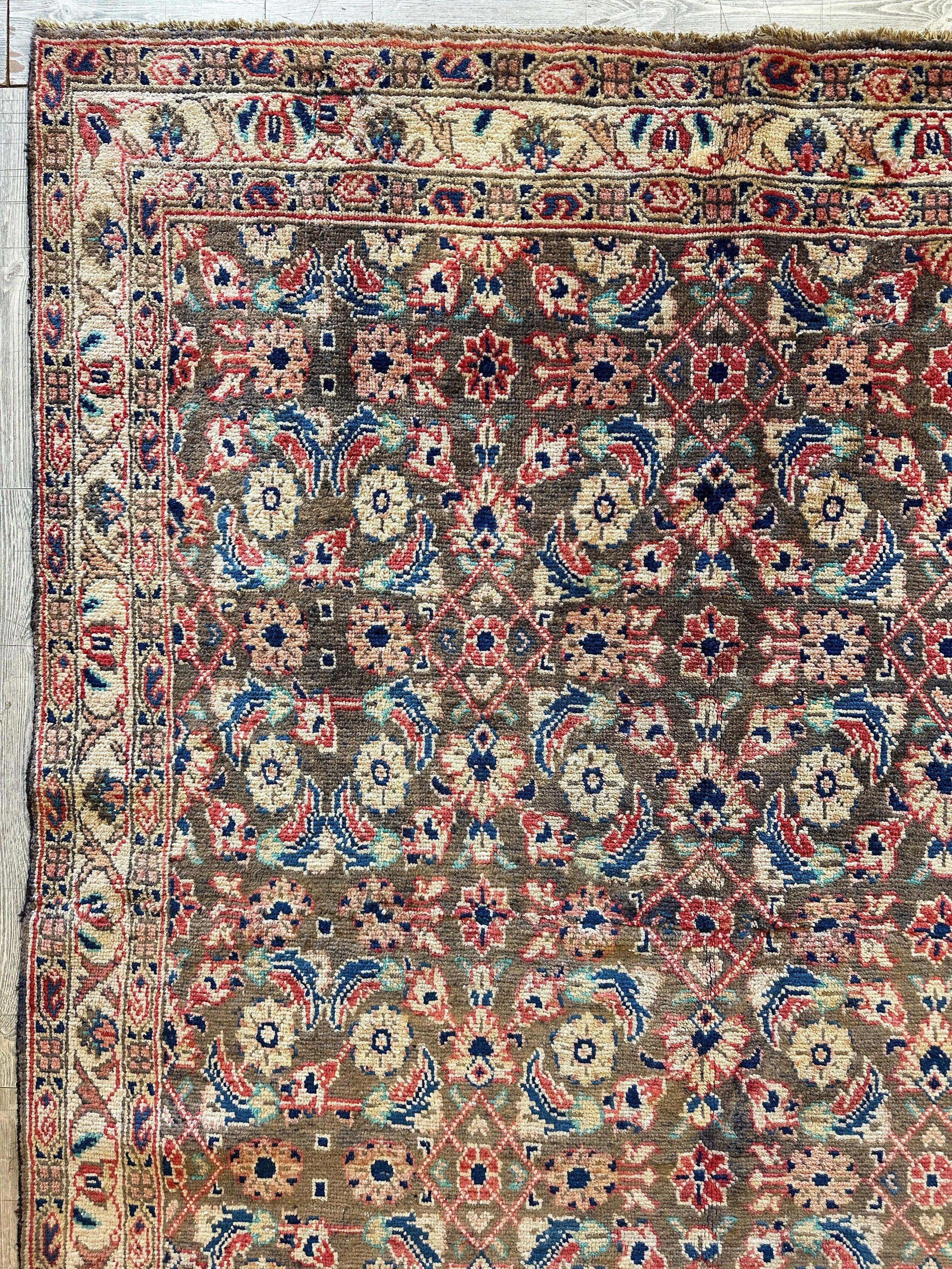 Vintage Hand-knotted Persian Bakhtiari Rug Circa 19240’s Wool 6’8” x 9’9”