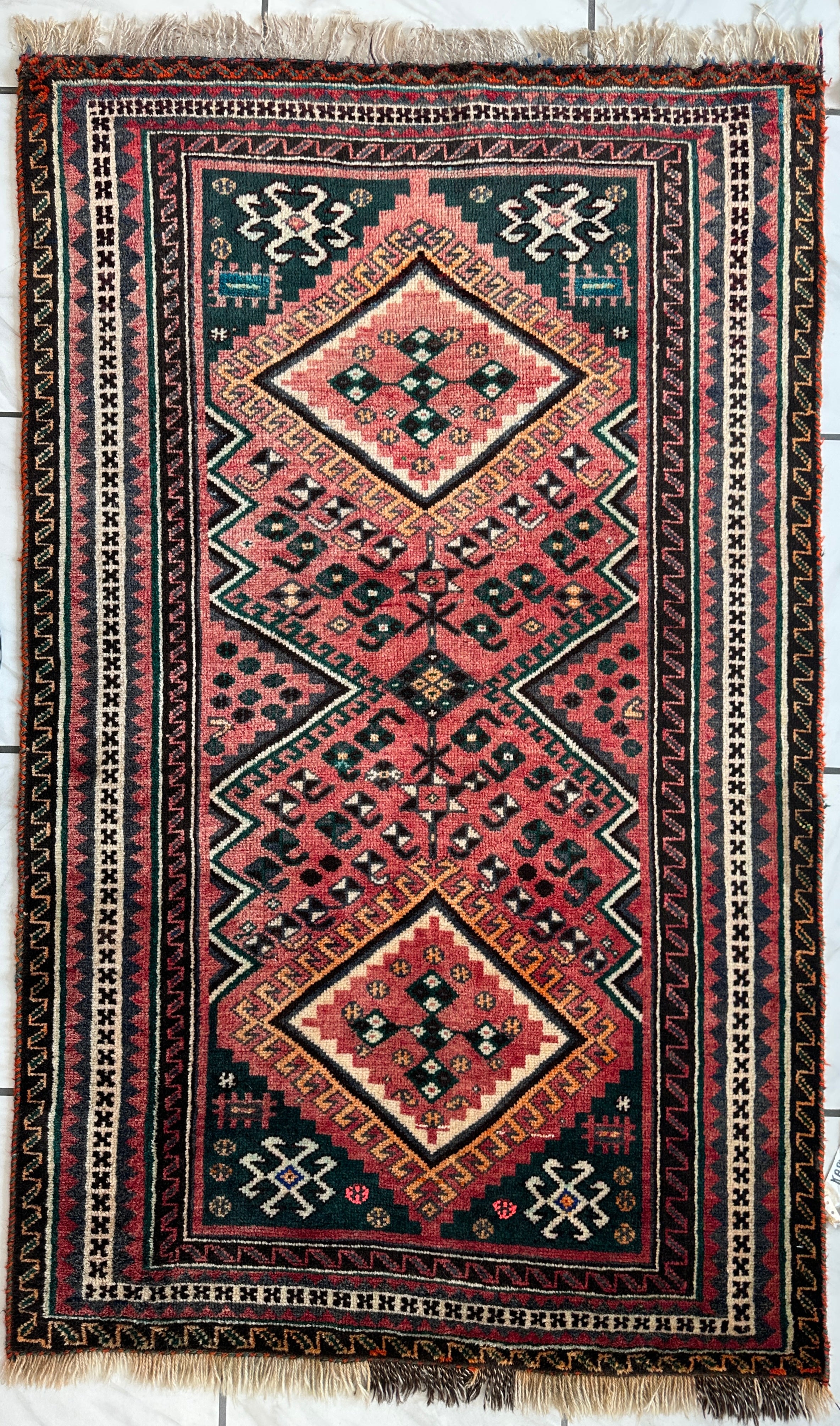 Vintage Hand-knotted Persian Qashqai Rug 3’7” x 5’10”