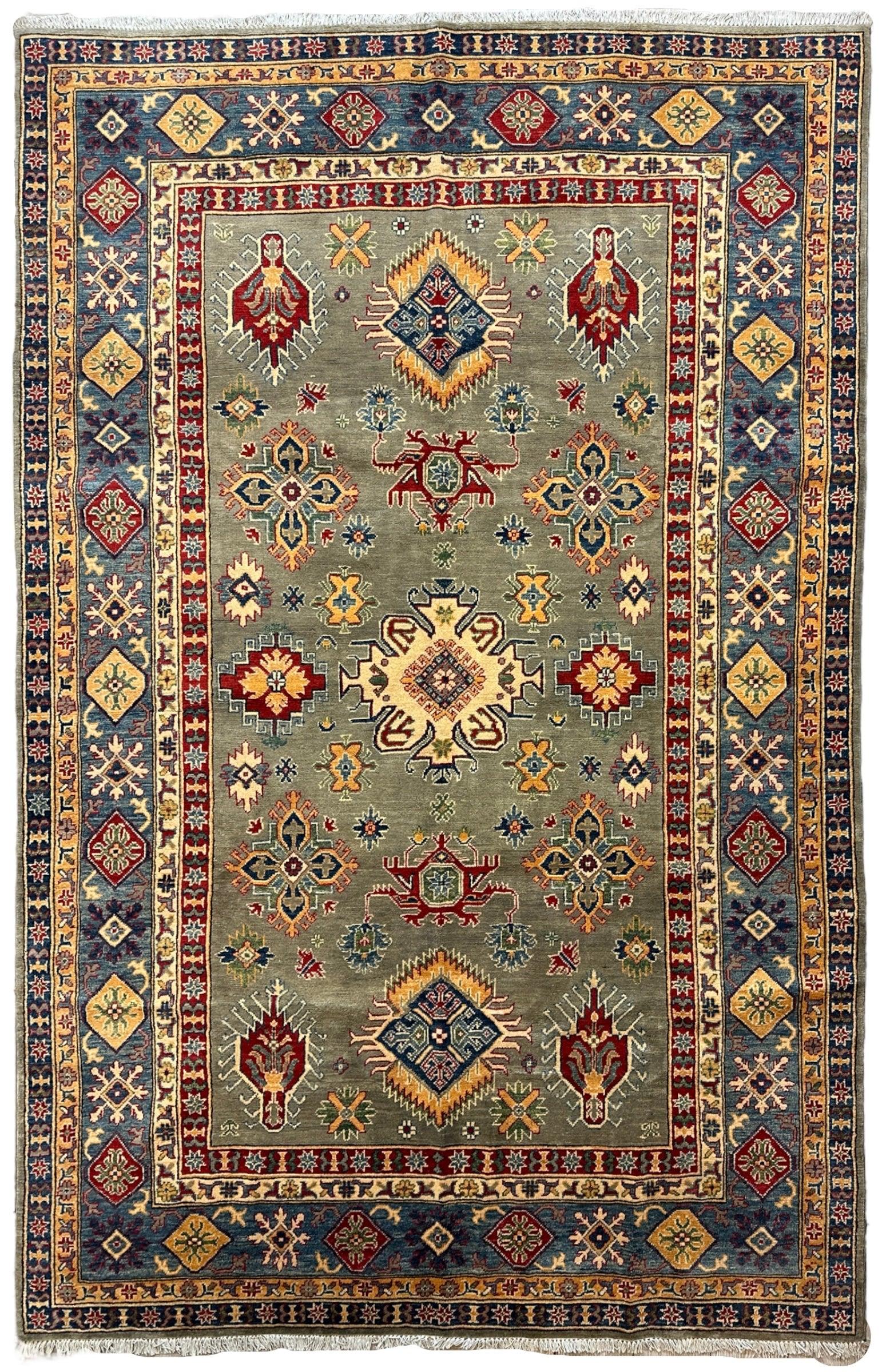 Fine Hand Knotted Afghani Super Kazak Rug 7 x 10